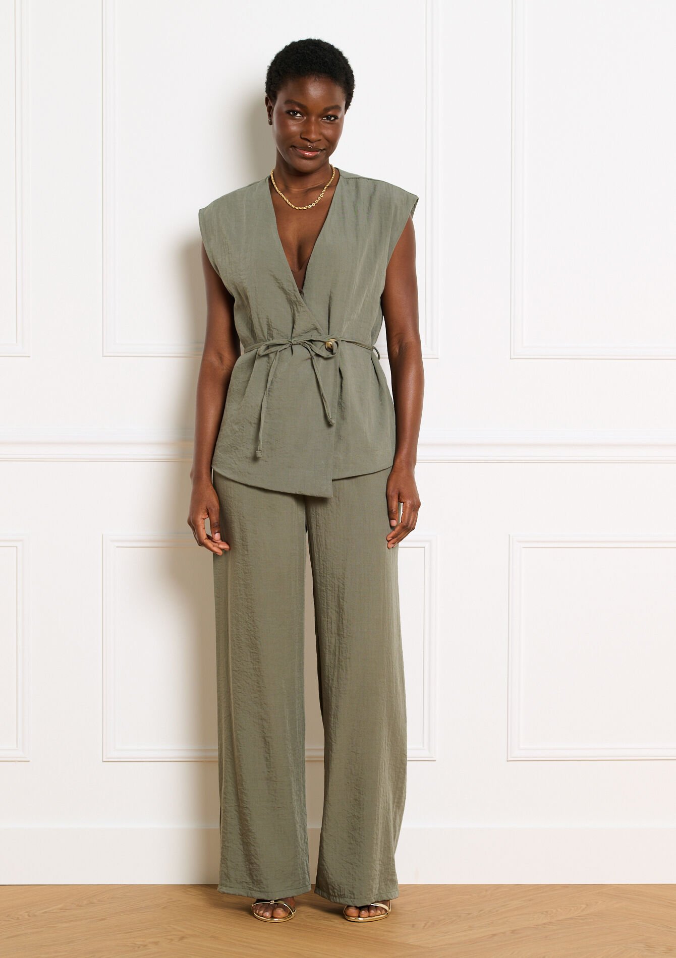 Pantalon fluide ample - KHAKI MED - 06601145_4327