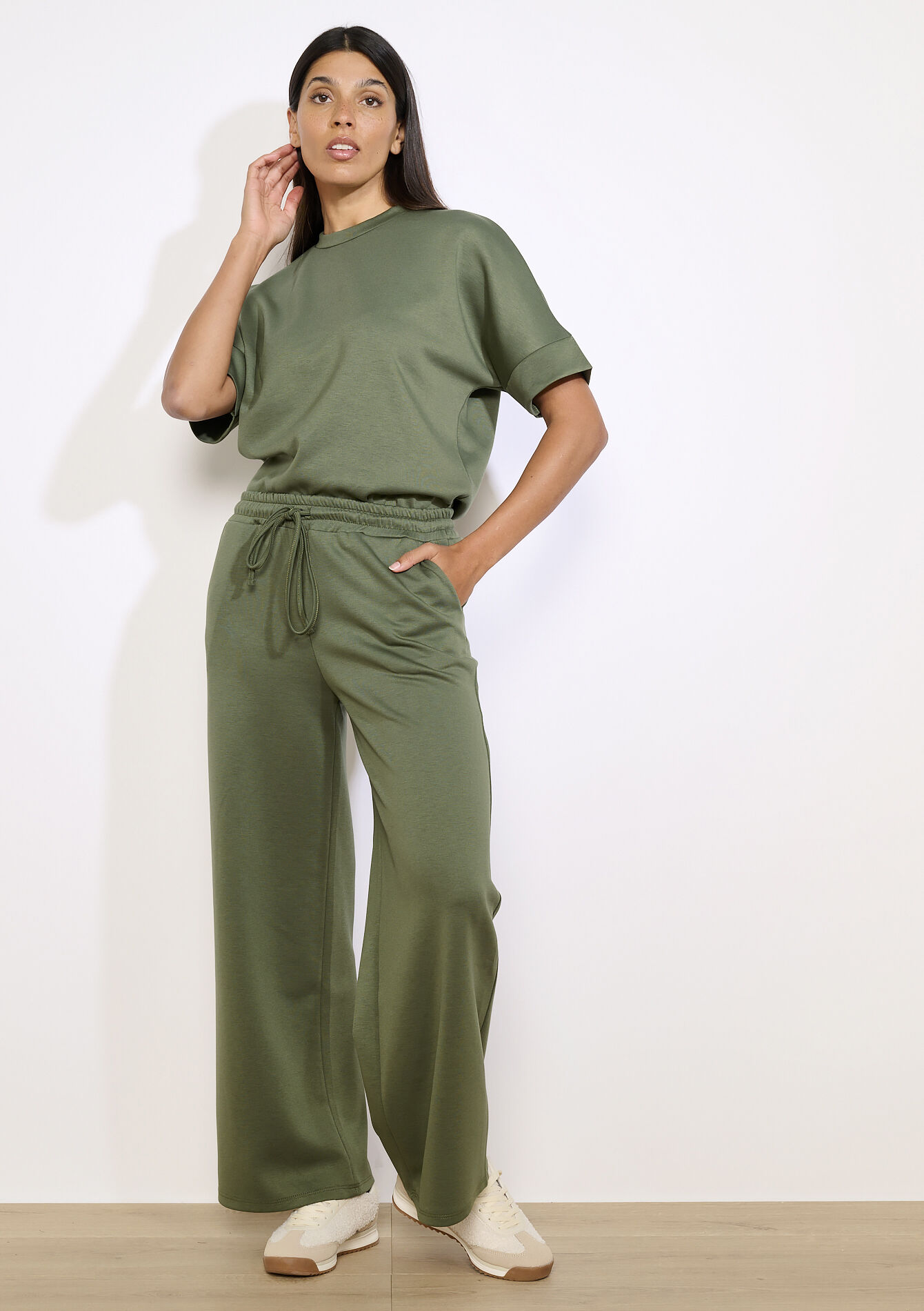 Wijde jersey broek, Wijde jersey broek, , back