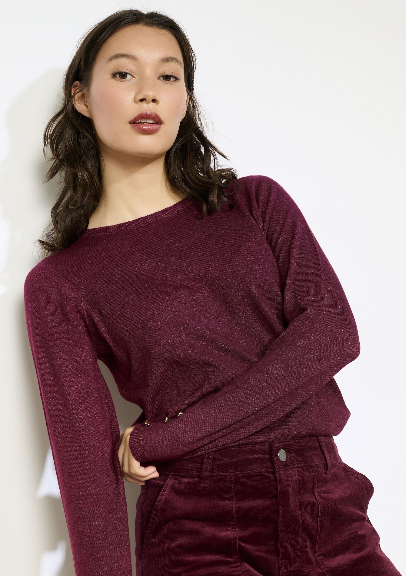 Fijngebreide trui met knopen, Fijngebreide trui met knopen, , back