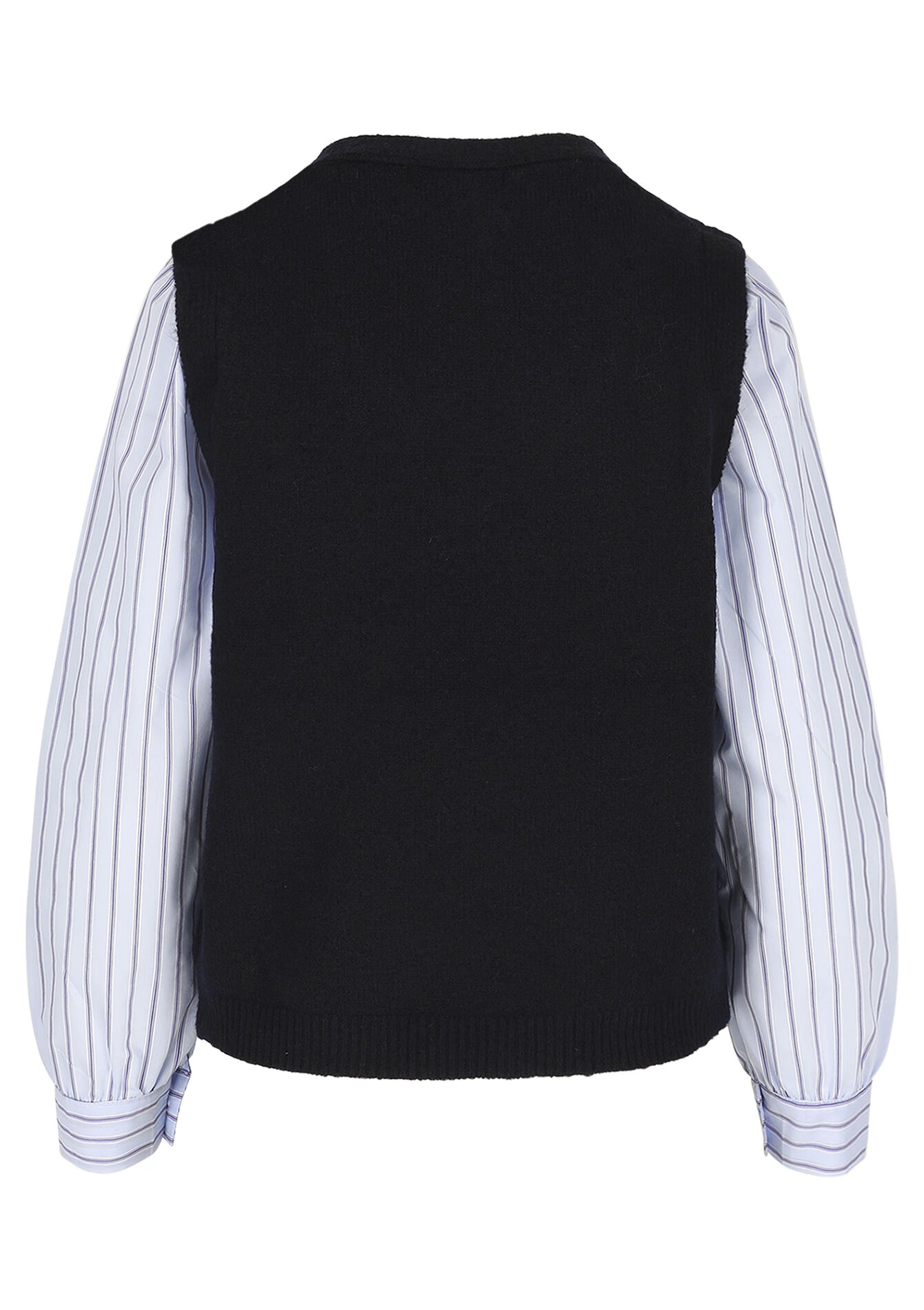 Trui met poplin laagjeslook - NAVY BASIC - 04007167_2723