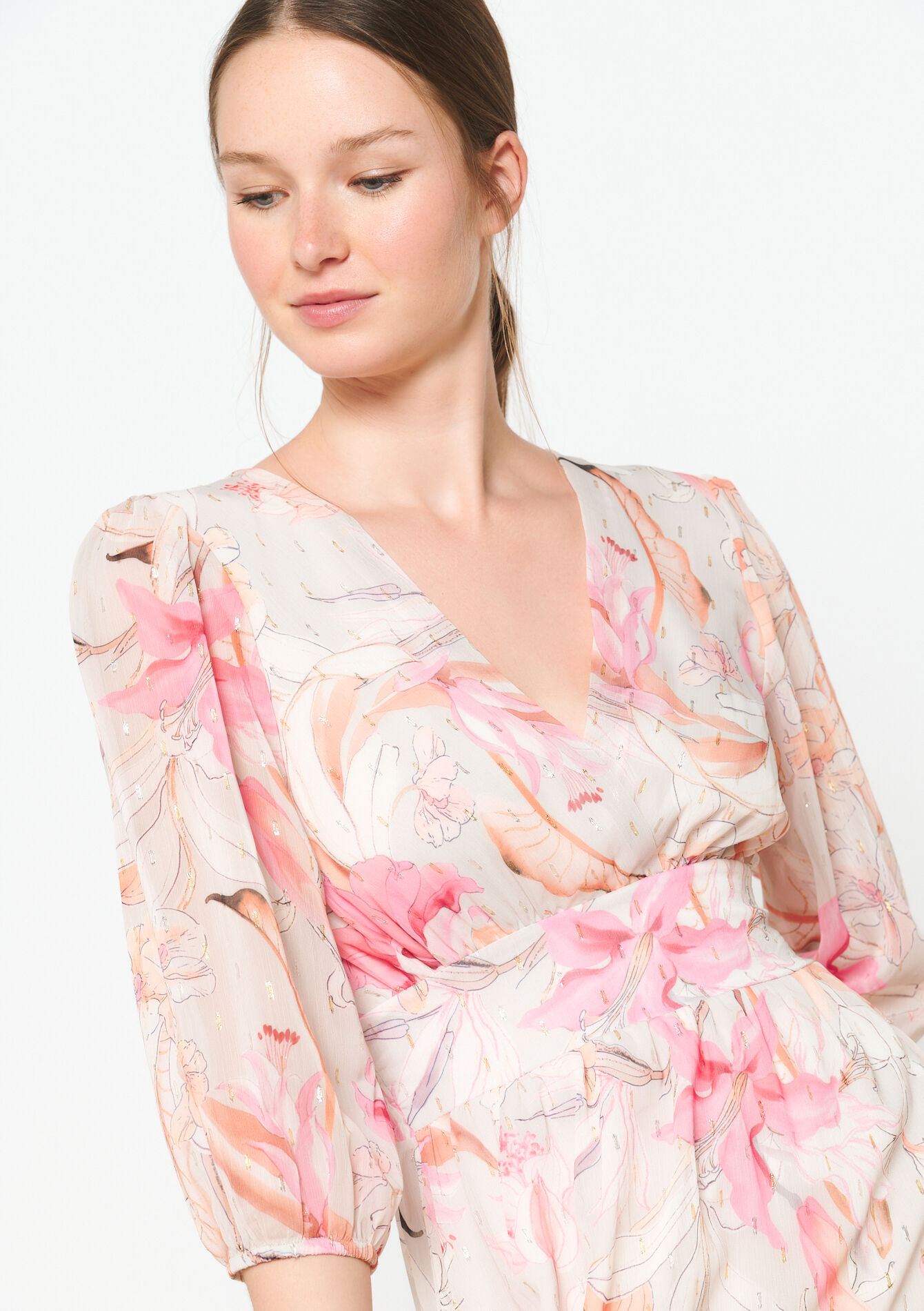 Maxi-jurk met bloemenprint, Maxi-jurk met bloemenprint - NUDE LOTUS - 08103762_4118