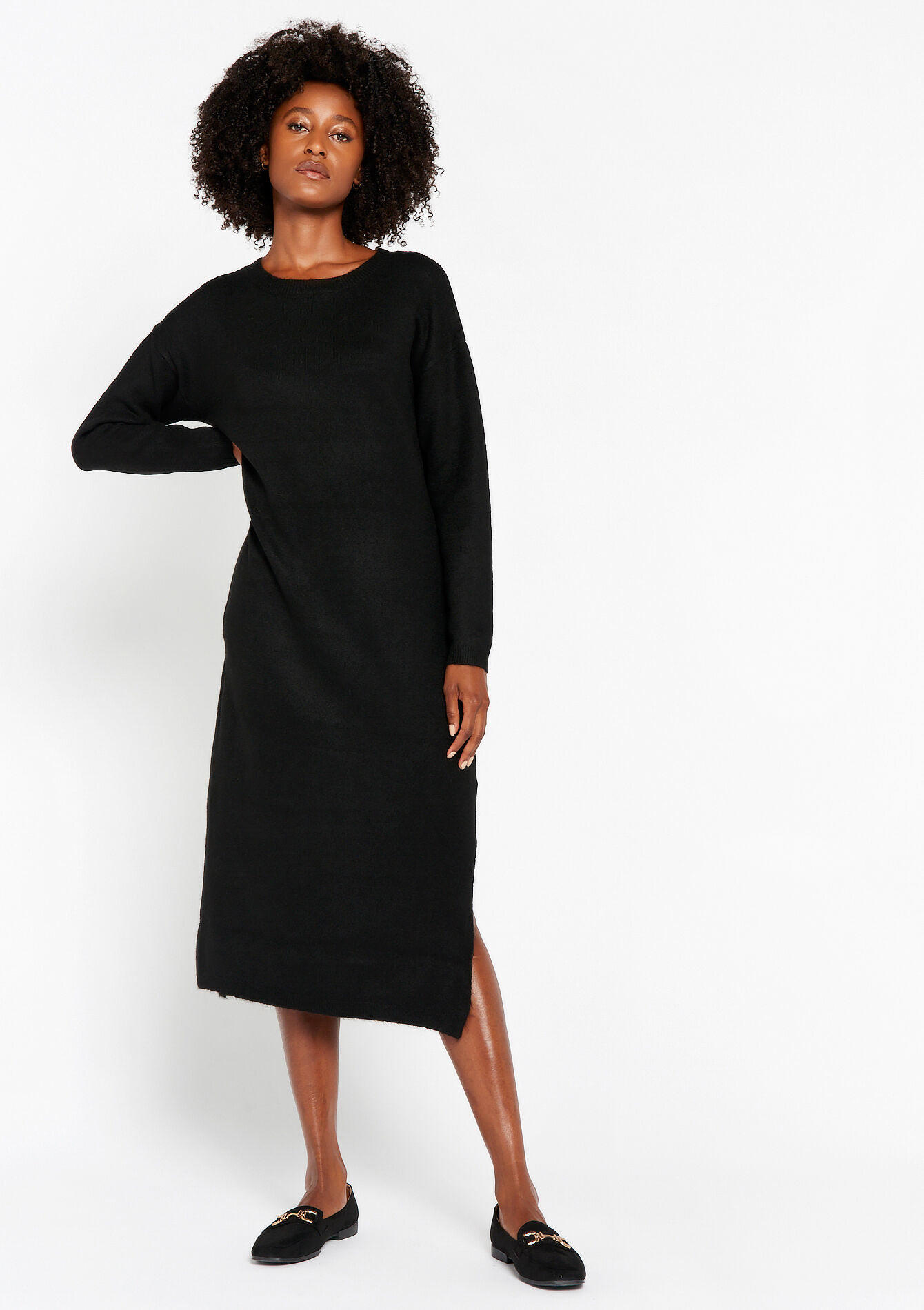 Lange trui-jurk, Lange trui-jurk - BLACK - 08601942_1119