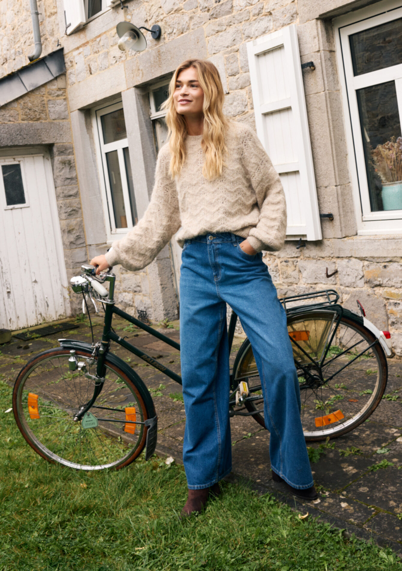 Wijde jeans met hoge taille, Wijde jeans met hoge taille, , back