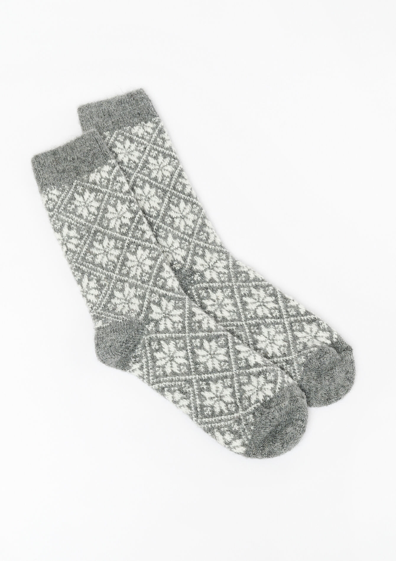 Chaussettes en jacquard en laine, Chaussettes en jacquard en laine - LT GREY - 17101057_2574