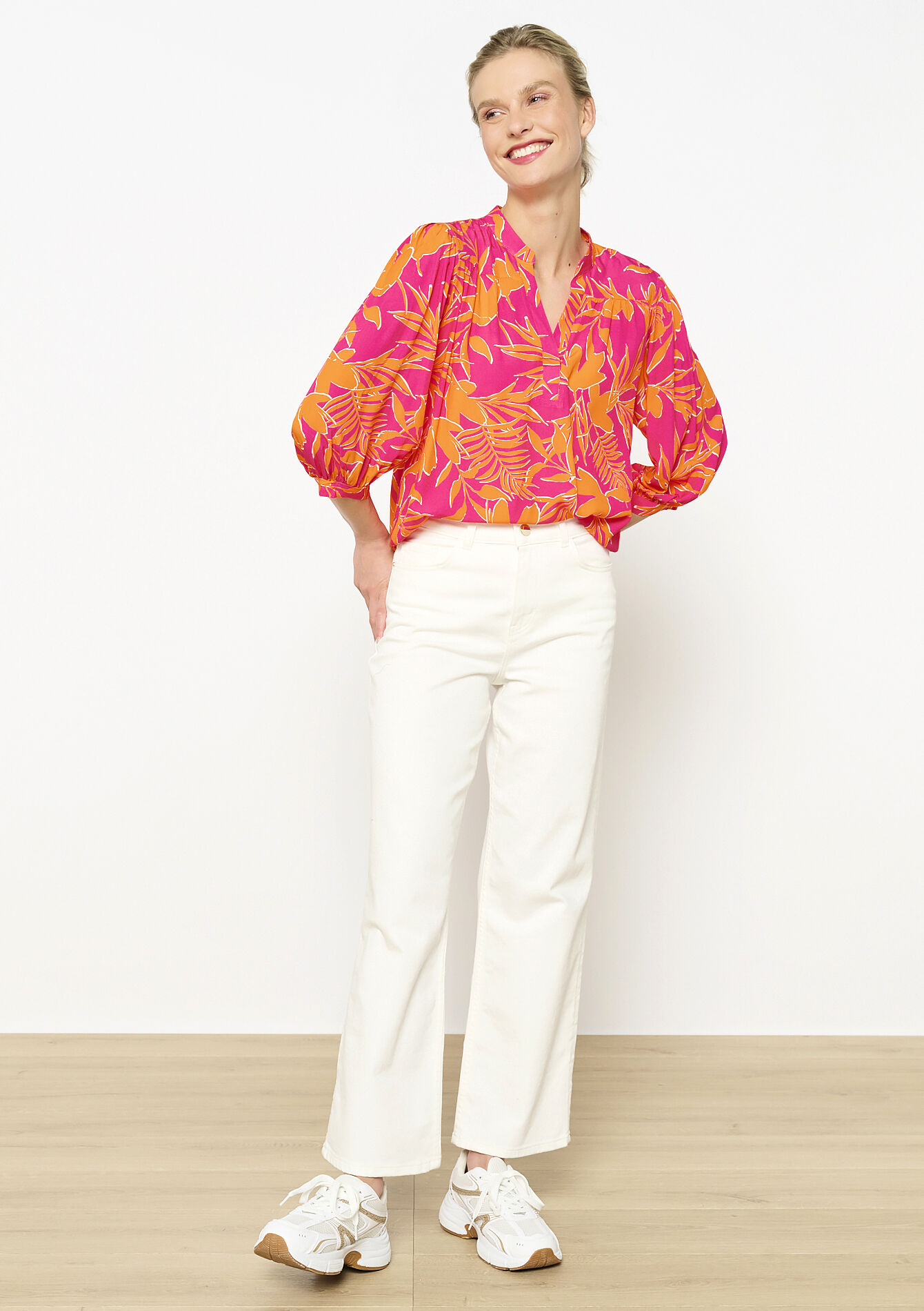 Losvallende print blouse, Losvallende print blouse - FUCHSIA - 05702831_5626