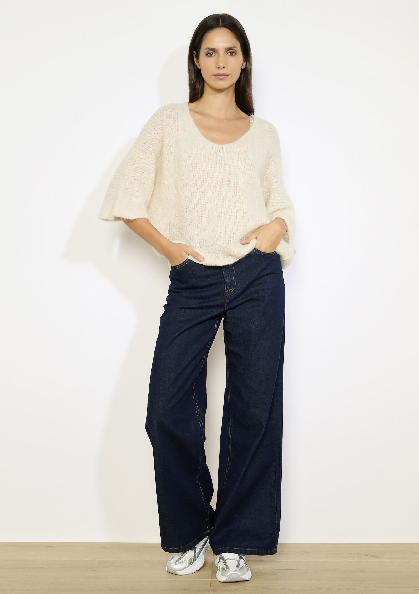 Luchtige gebreide trui, Luchtige gebreide trui - VANILLA WHITE - 04007061_1013