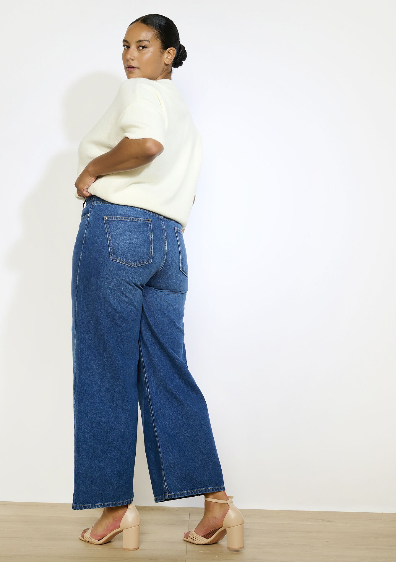 Wijde jeans met hoge taille - MEDIUM BLUE - 22000619_0500