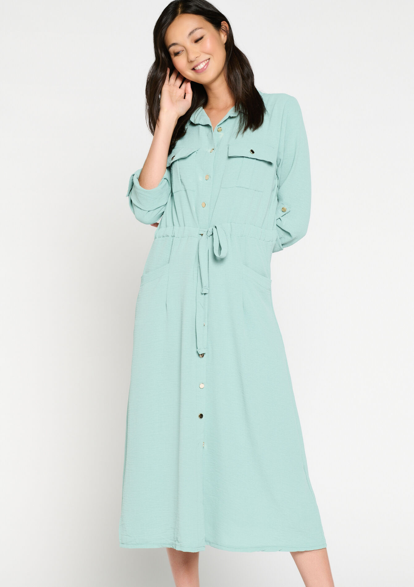 Robe-chemise utilitaire, Robe-chemise utilitaire - MINT GREEN - 08602190