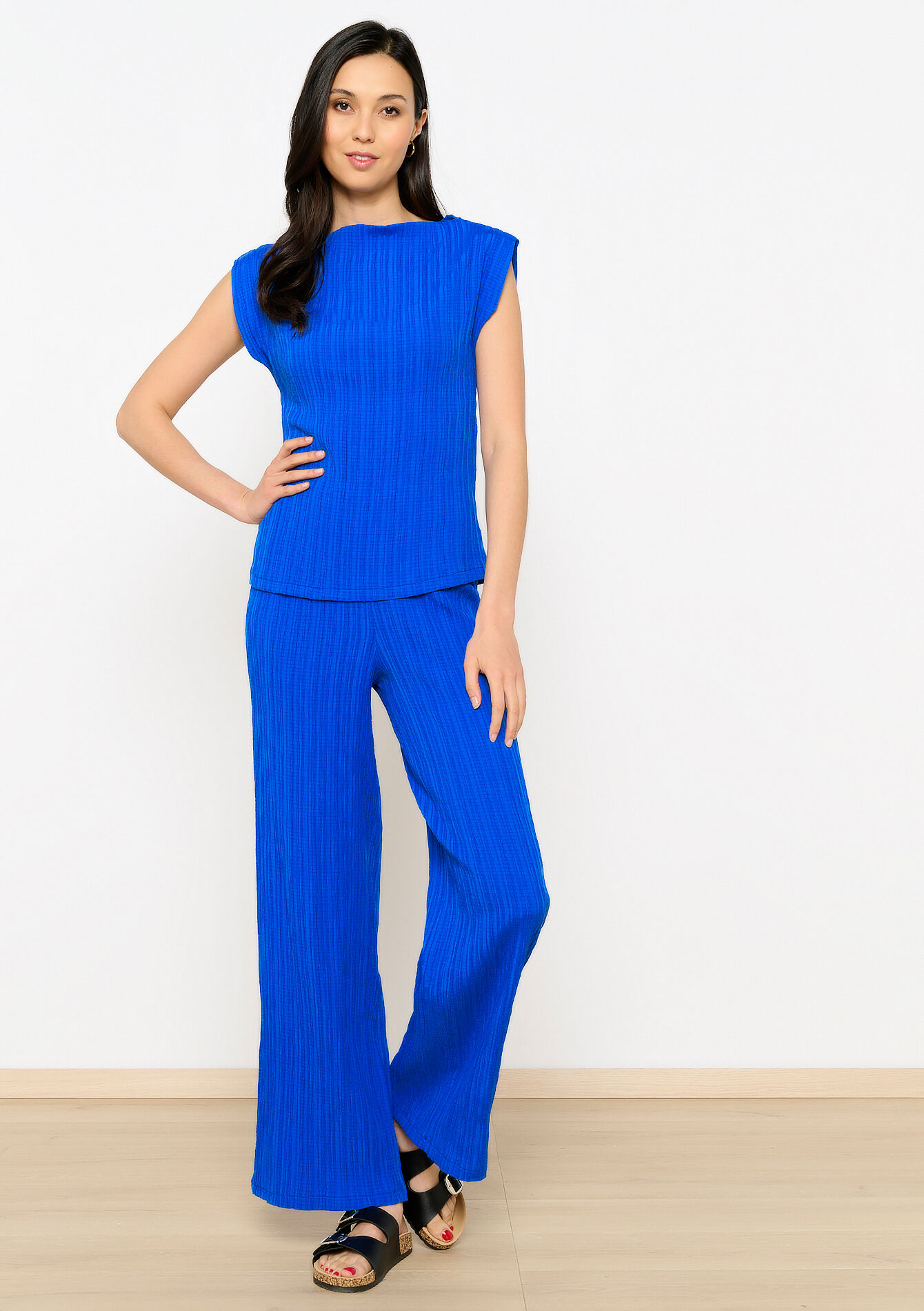 Mouwloze top met plissé - ELECTRIC BLUE - 05702454_1619