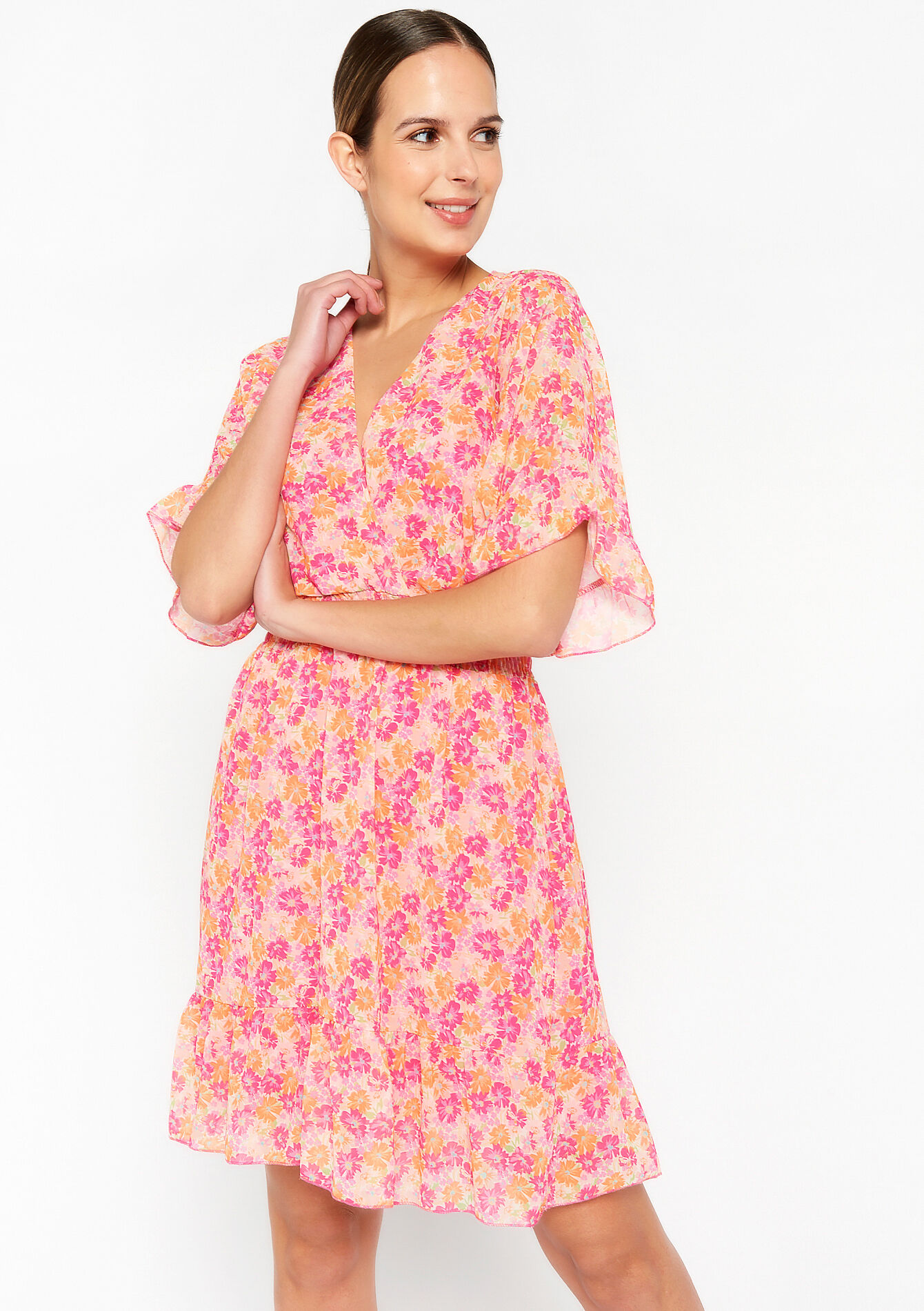 Robe cache-coeur à imprimé fleuri - FUCHSIA - 08103226_5626