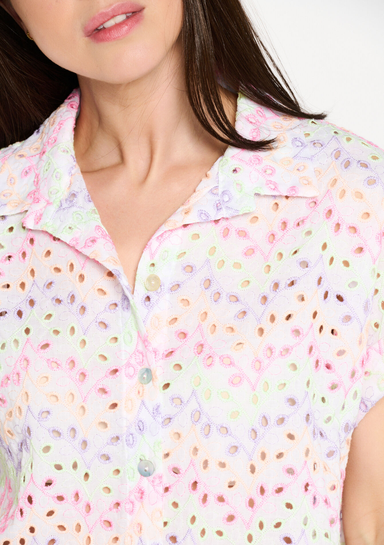 Blouse avec broderie anglaise - MULTICOLOR - 05702185_1000