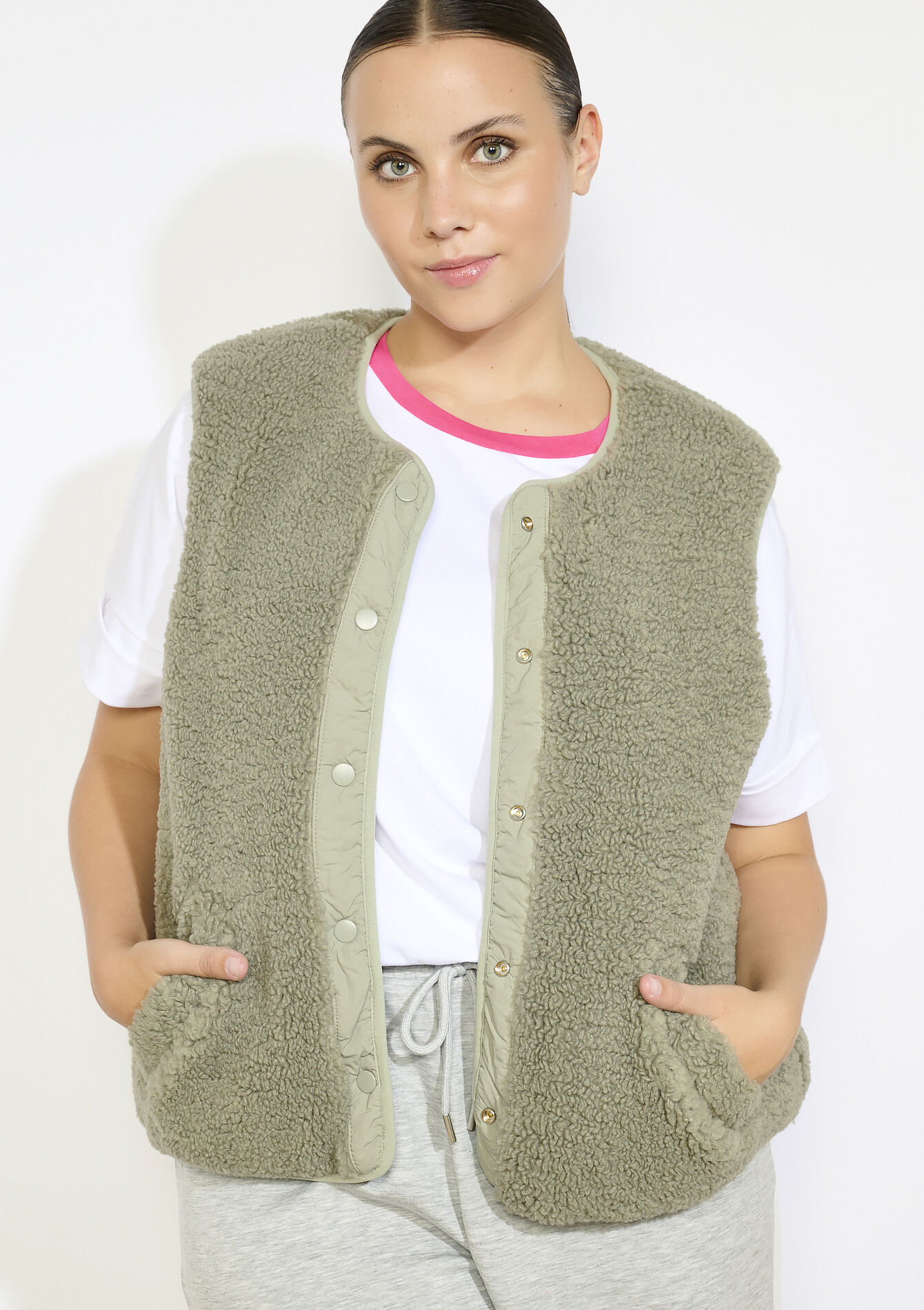 Omkeerbare bodywarmer, Omkeerbare bodywarmer - KHAKI FADED - 15100339_4326