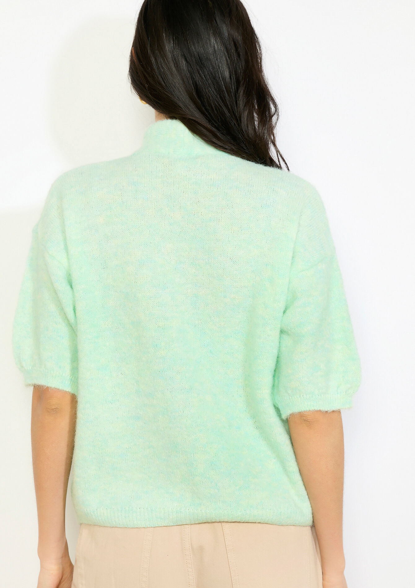 Pull noeud en maille duveteuse, Pull noeud en maille duveteuse - MINT GREEN - 04007228_1723