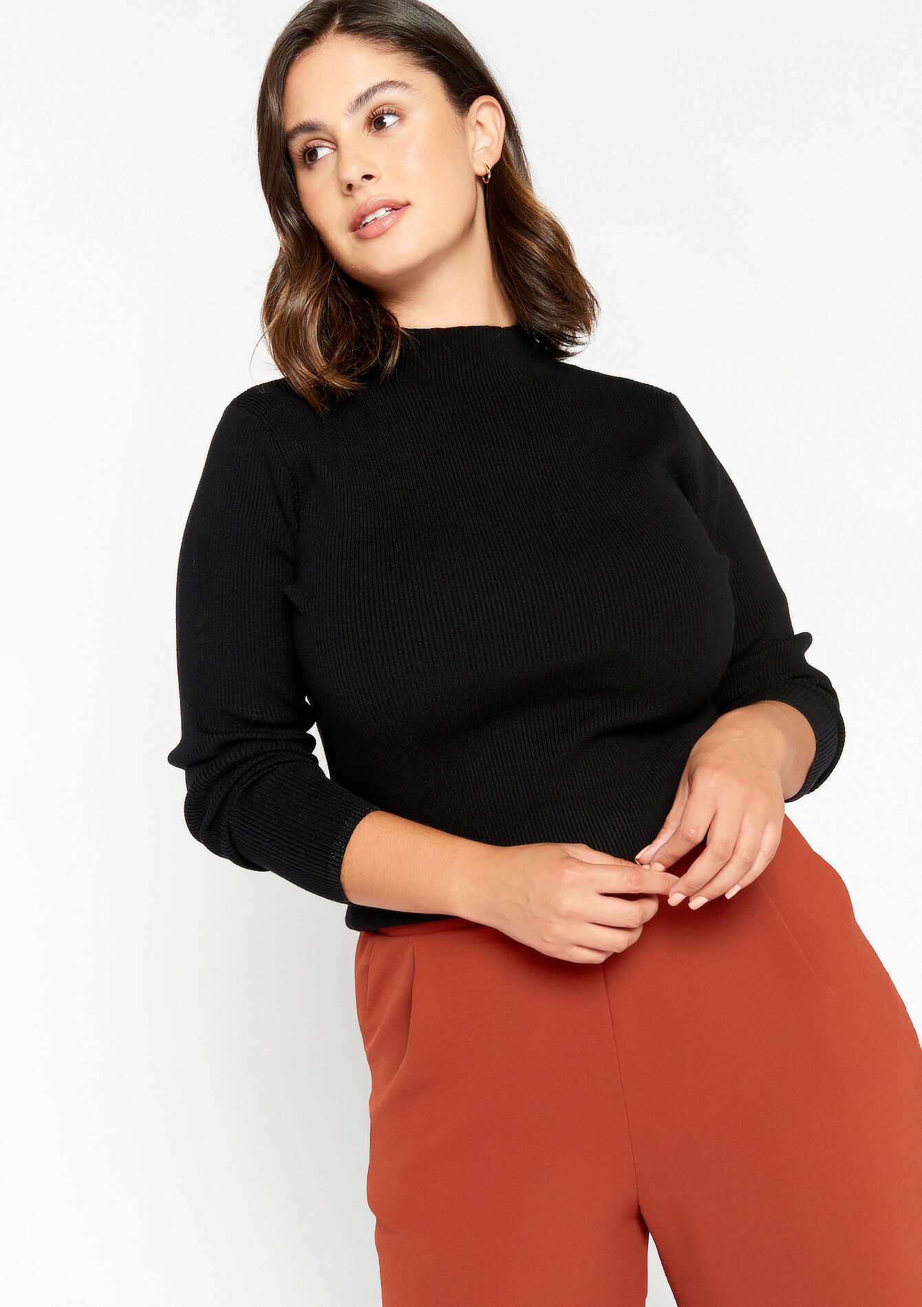 Ribbed turtleneck, Ribbed turtleneck - BLACK - 04005792_1119