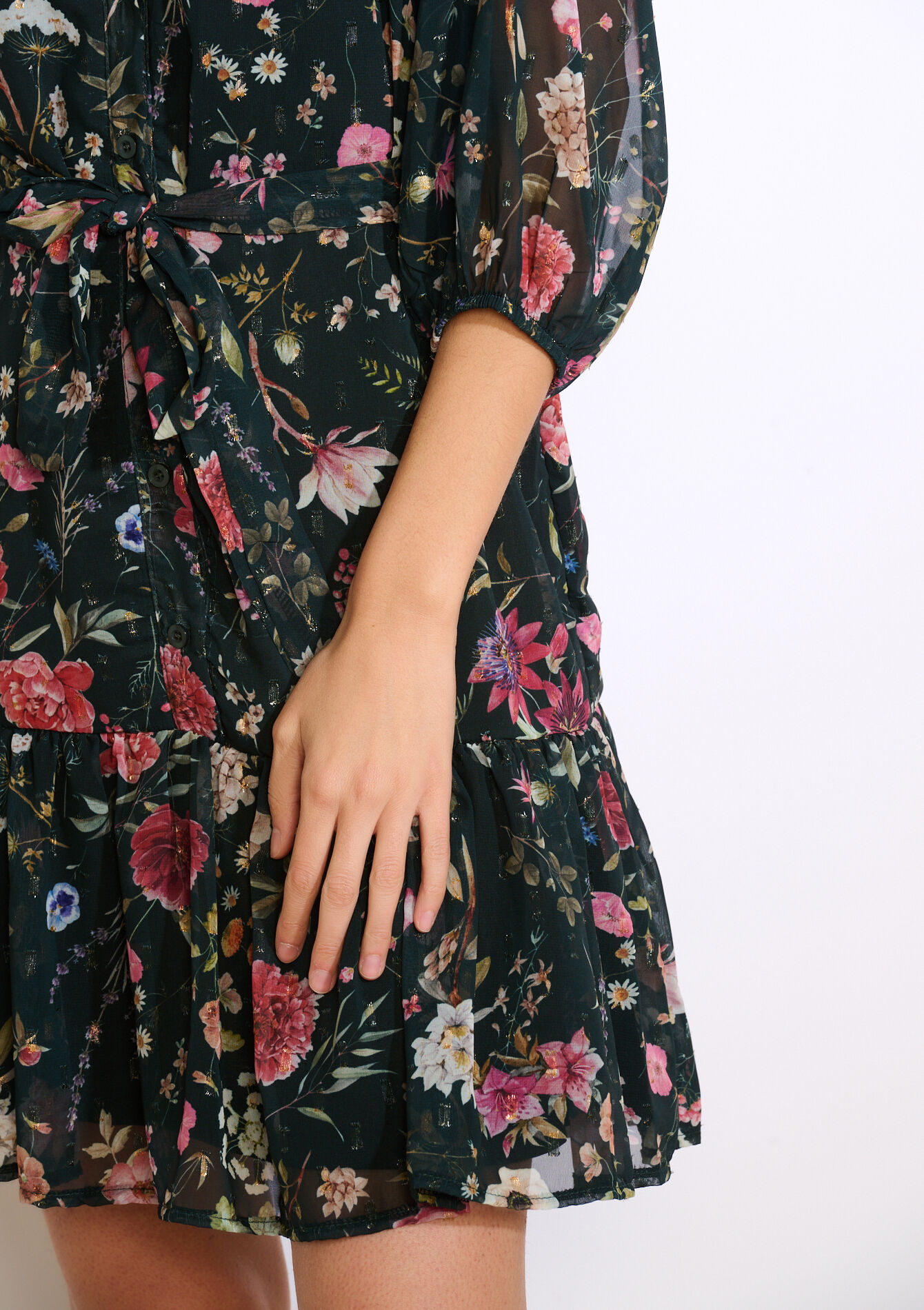 Robe fluide à imprimé floral - BOTTLE GREEN - 08104310_1778