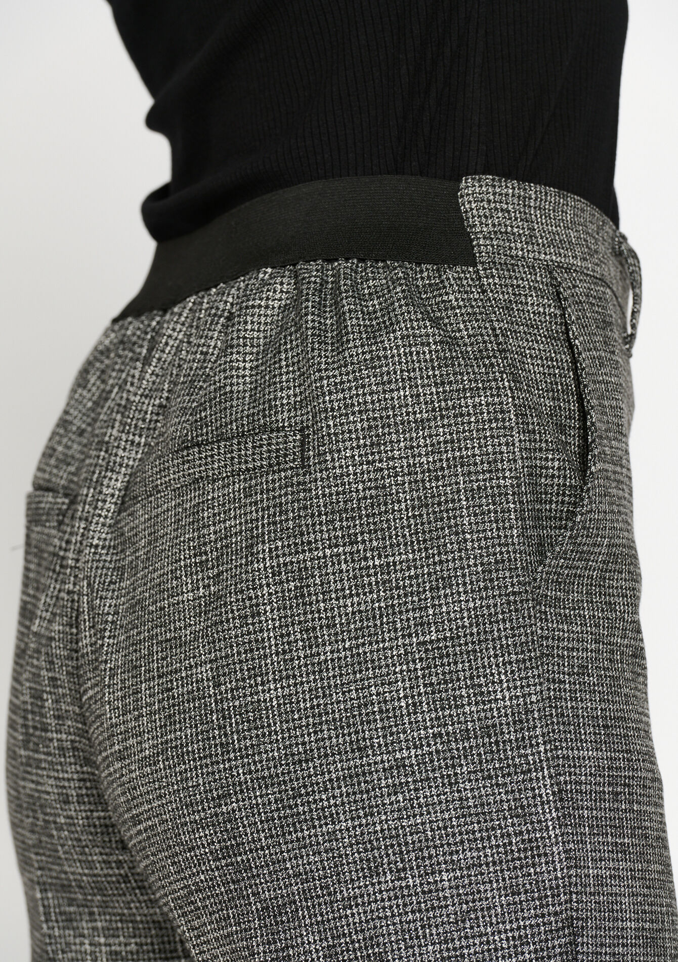 Cigarette trousers with pied-de-poule - BLACK - 1082086