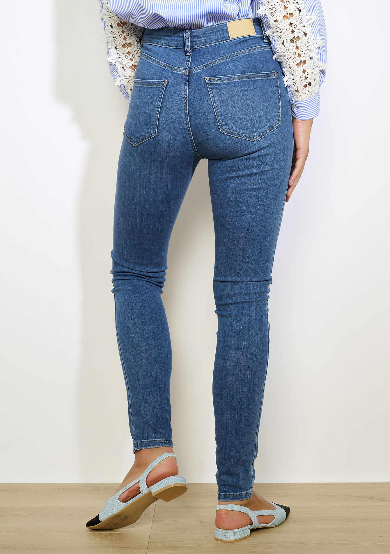 High waist skinny jeans, High waist skinny jeans - MEDIUM BLUE - 22000596_0500