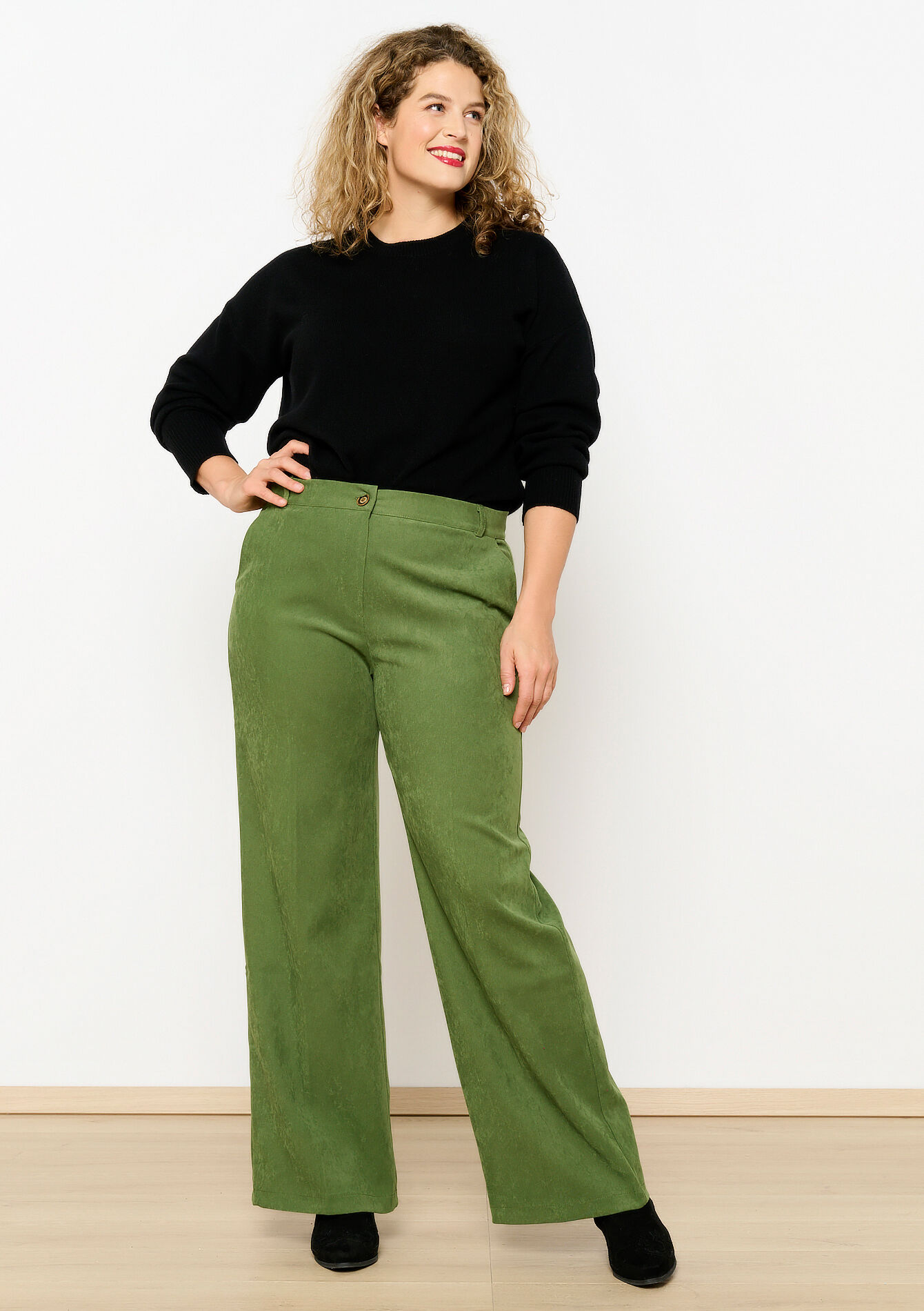 Pantalon évasé avec poches - GREEN MOSS - 06100687_4504