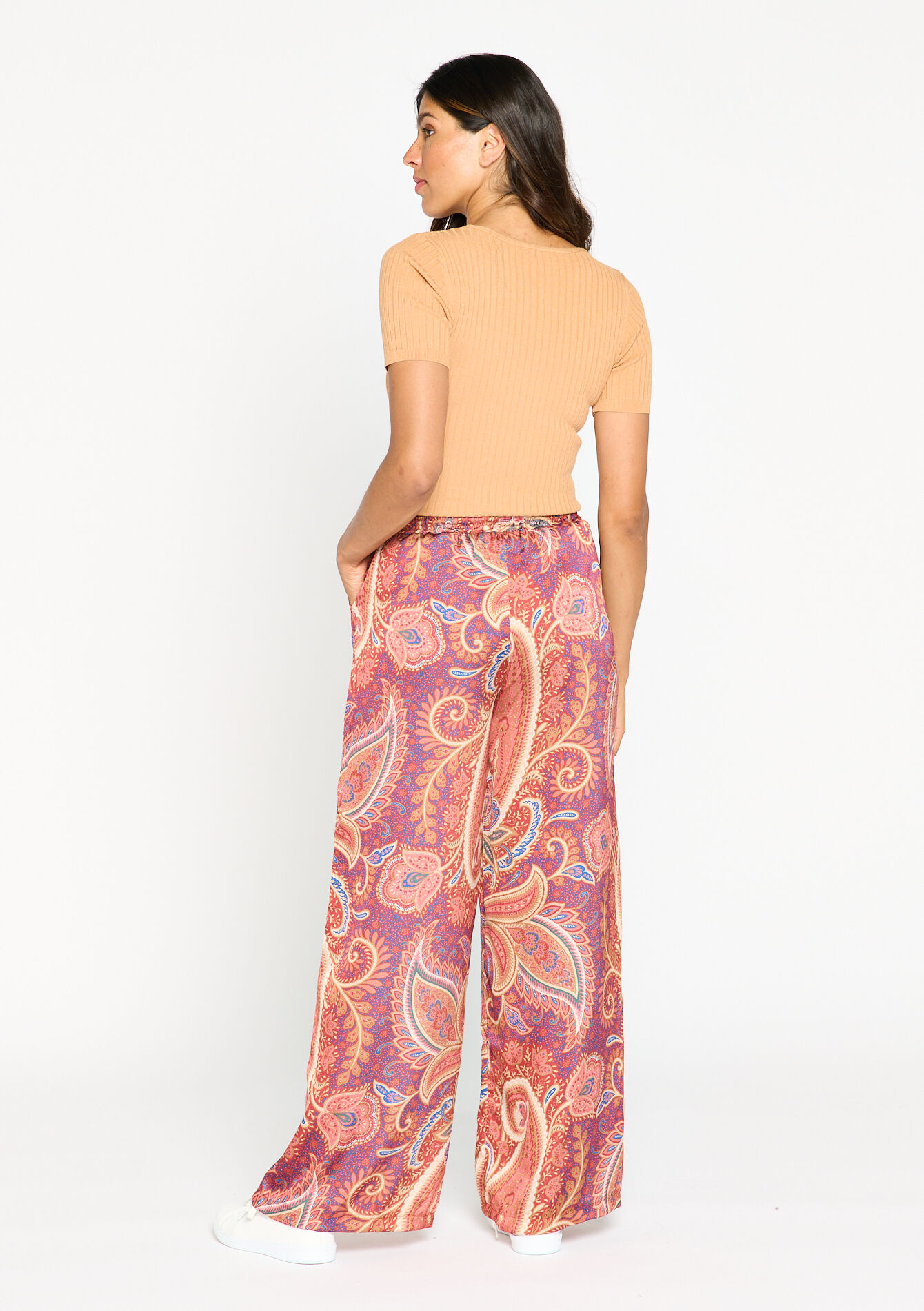 Pantalon large à imprimé paisley, Pantalon large à imprimé paisley - ORANGE SPICY - 06600659_5555