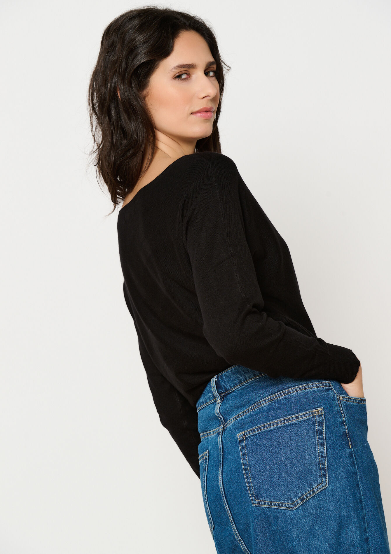 Trui met vleermuismouwen, Trui met vleermuismouwen - BLACK - 04006650_1119