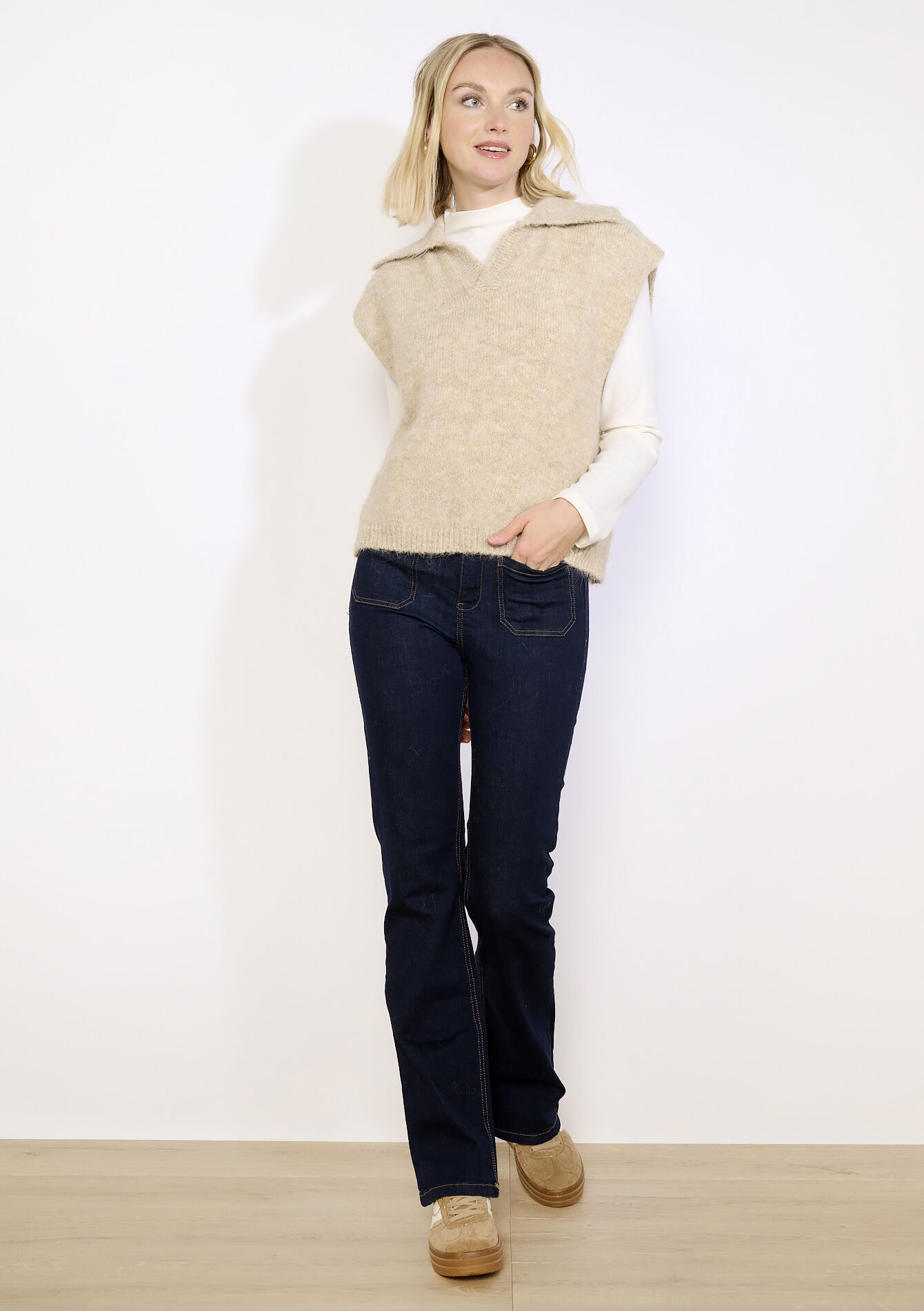 Débardeur col polo sans manches, Débardeur col polo sans manches - BEIGE CHINE - 04007099_4025