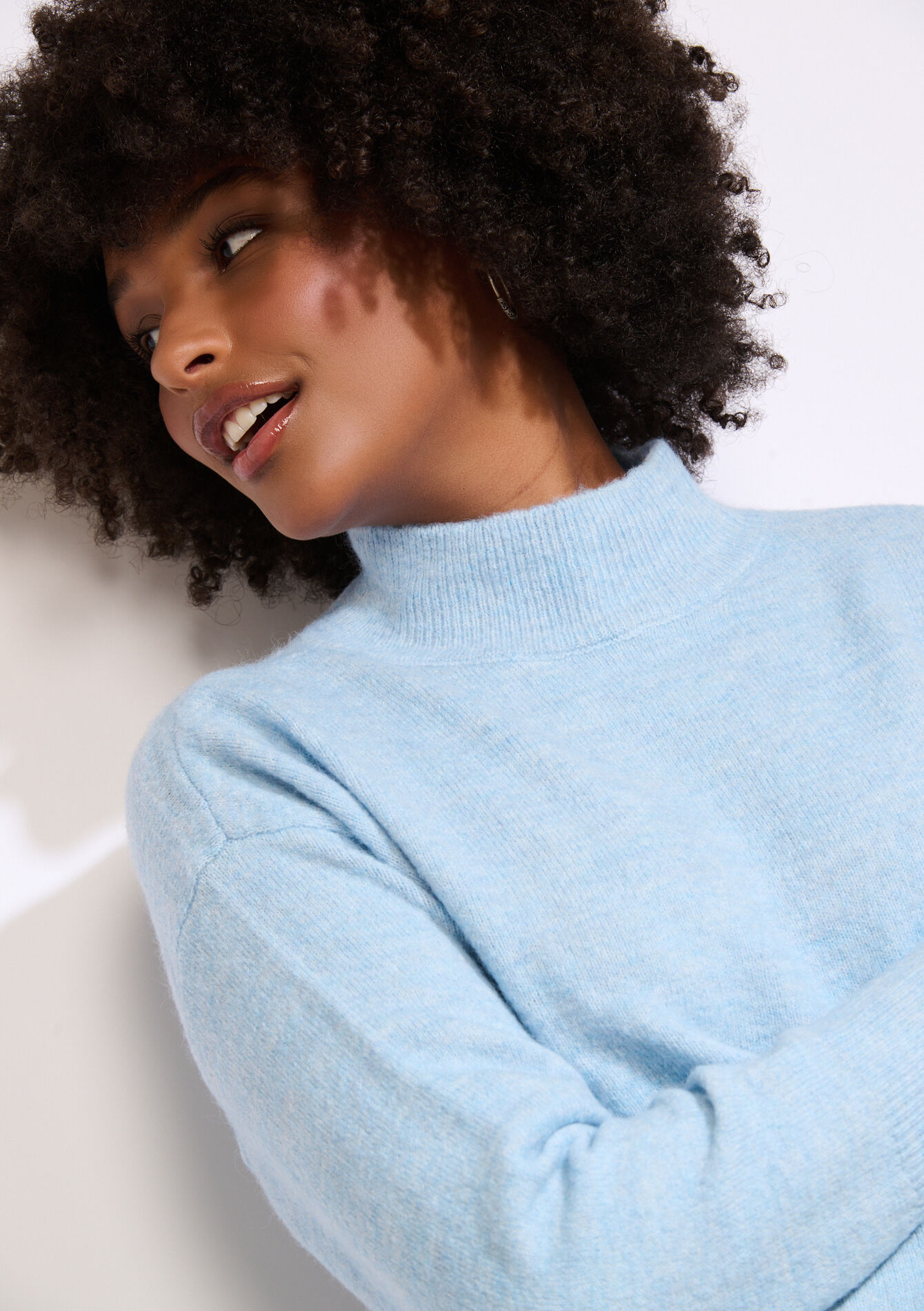 Pull doux col montant - BLUE PASTEL - 04006914_3003