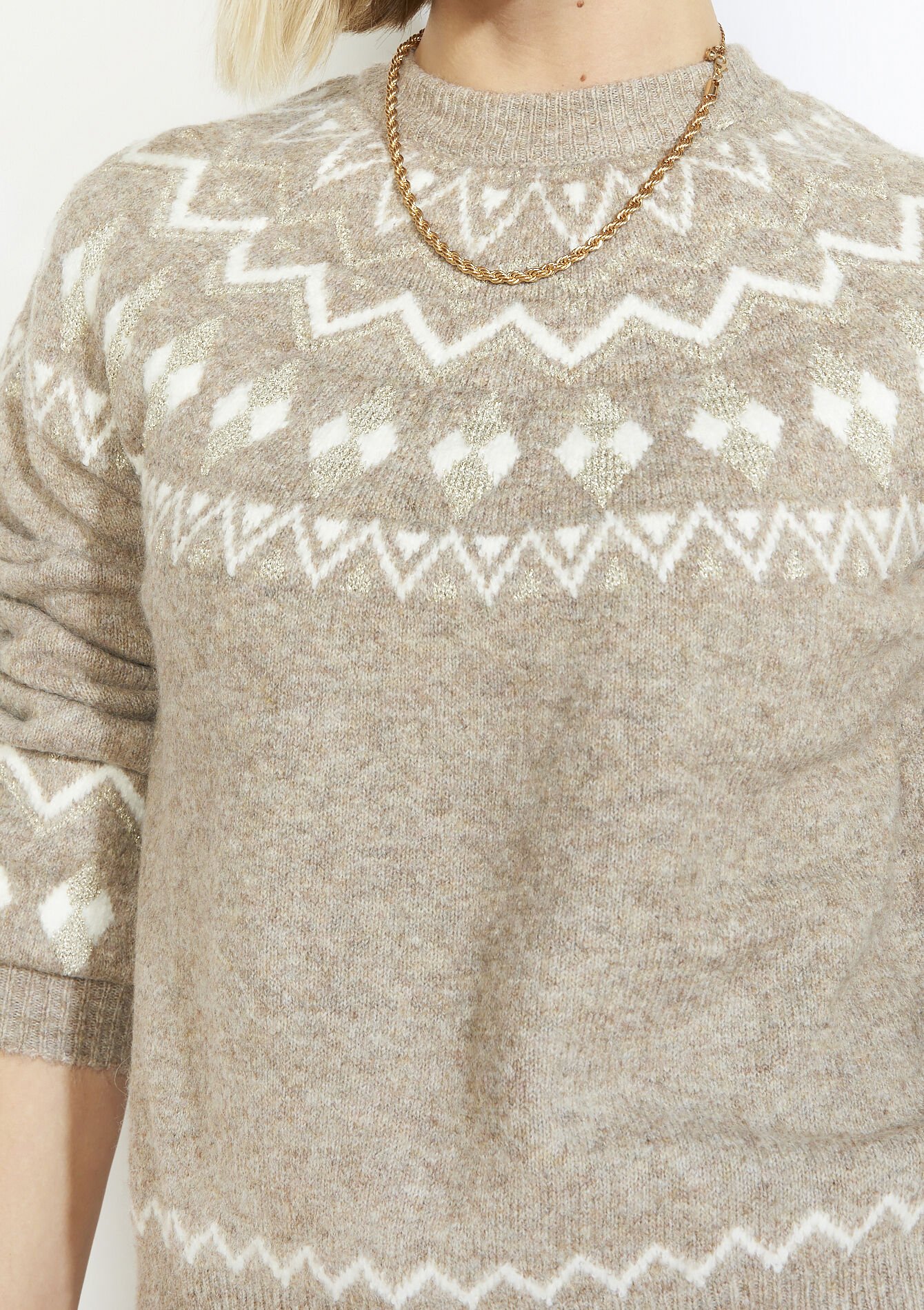 Grafische trui met jacquard - TAUPE - 04006957_1021