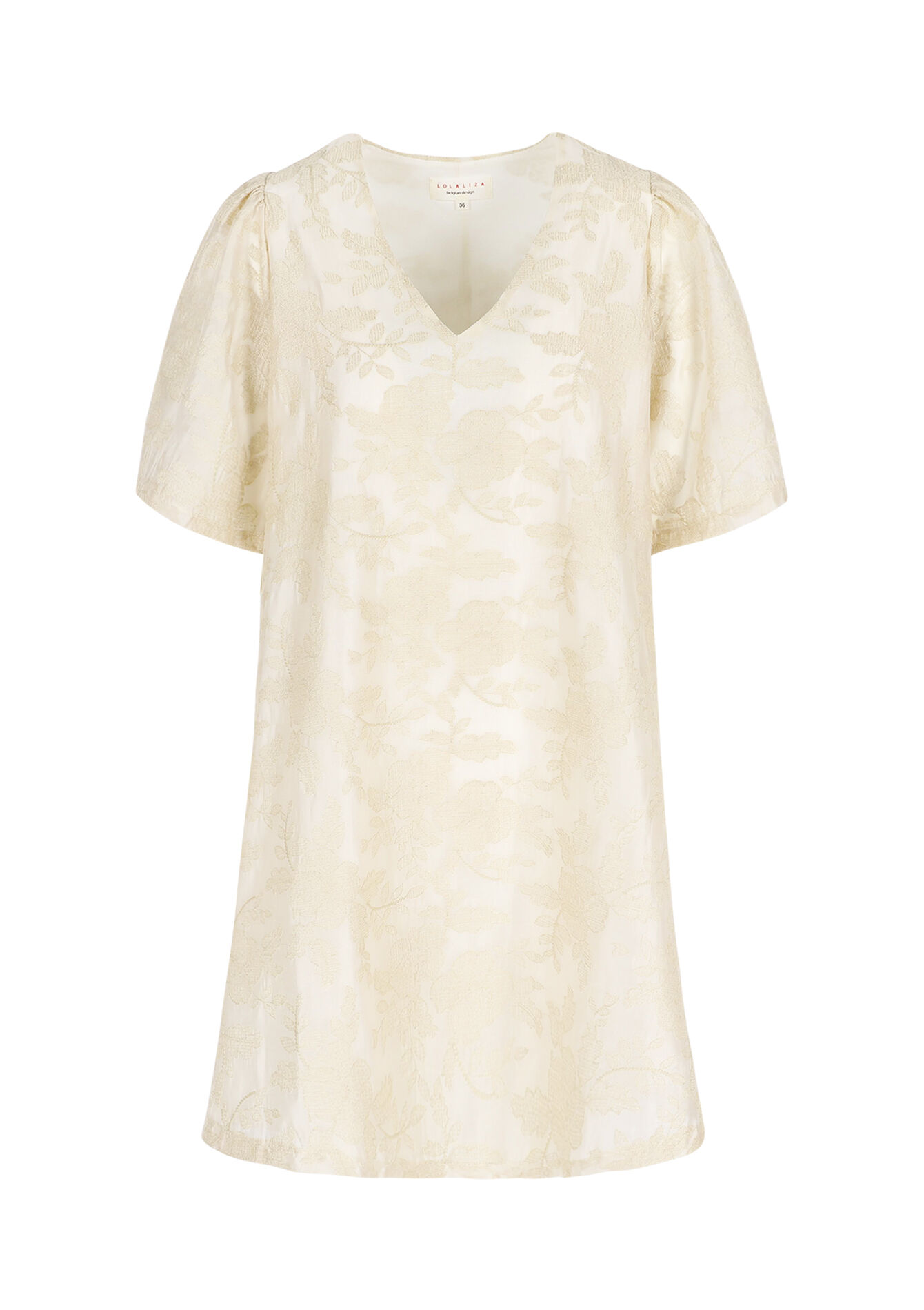 Geborduurde A-lijnjurk, Geborduurde A-lijnjurk - VANILLA WHITE - 08104159