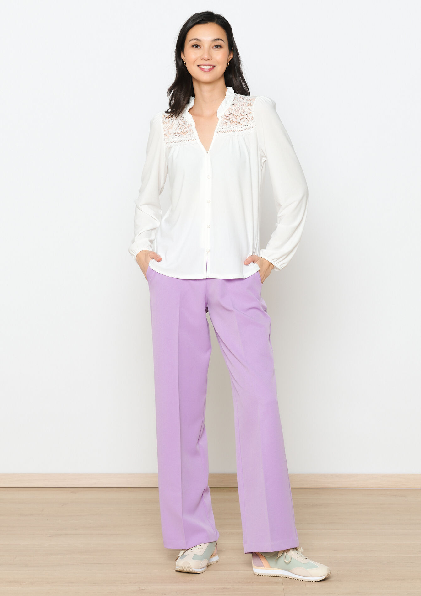 Chemise avec dentelle, Chemise avec dentelle - OFFWHITE - 02400288_1001