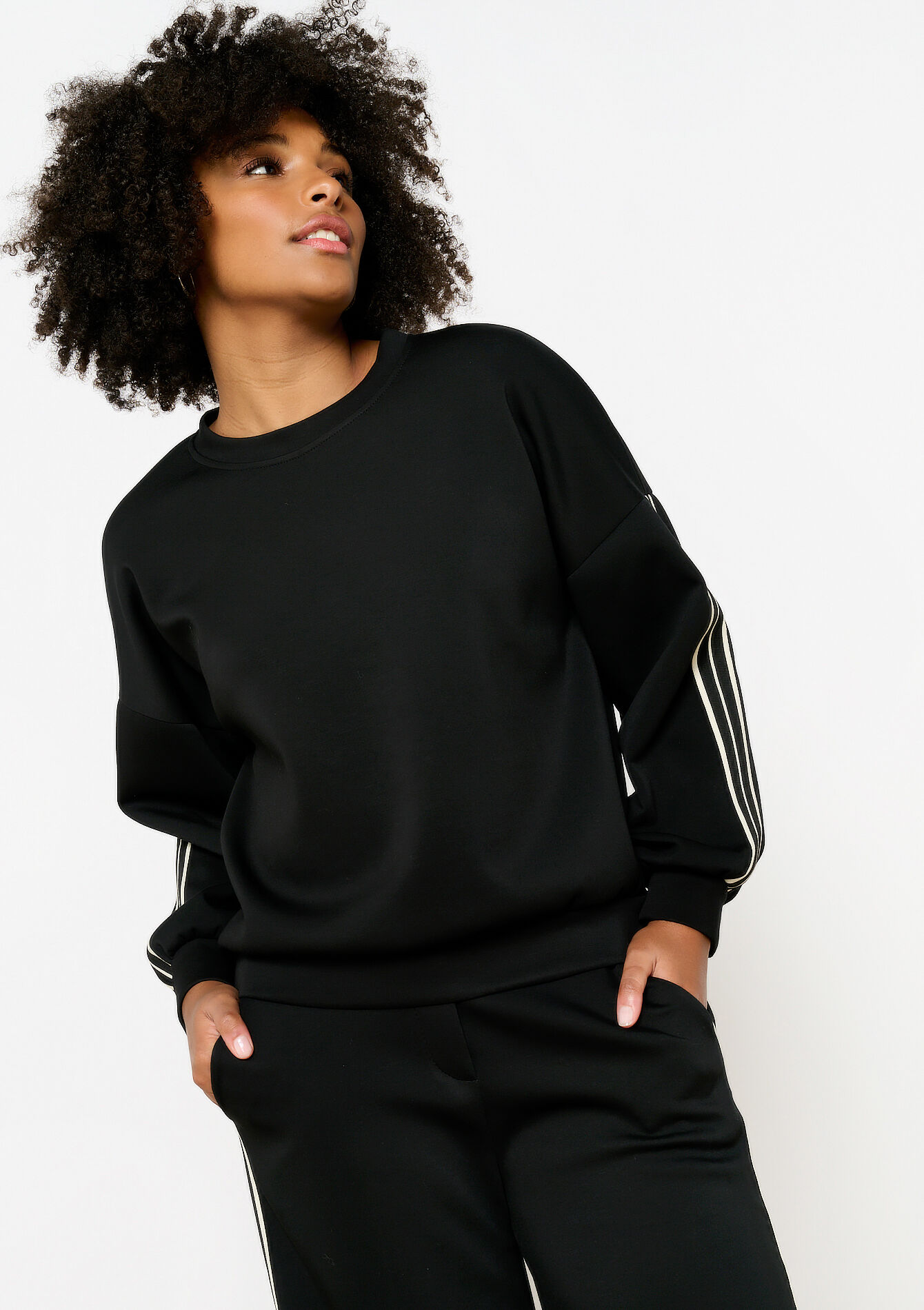 Sweat avec rayures - BLACK - 15100323_1119