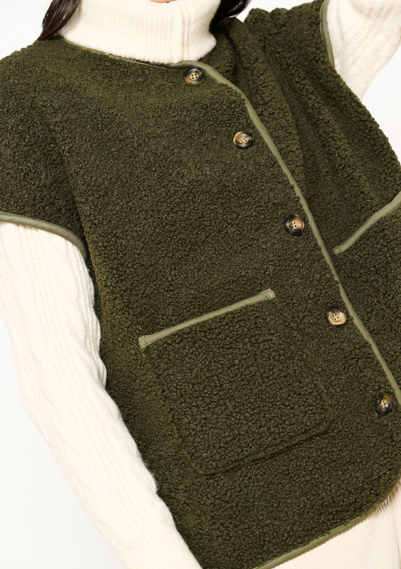 Teddy vest - KHAKI DARKY - 09001444_4208