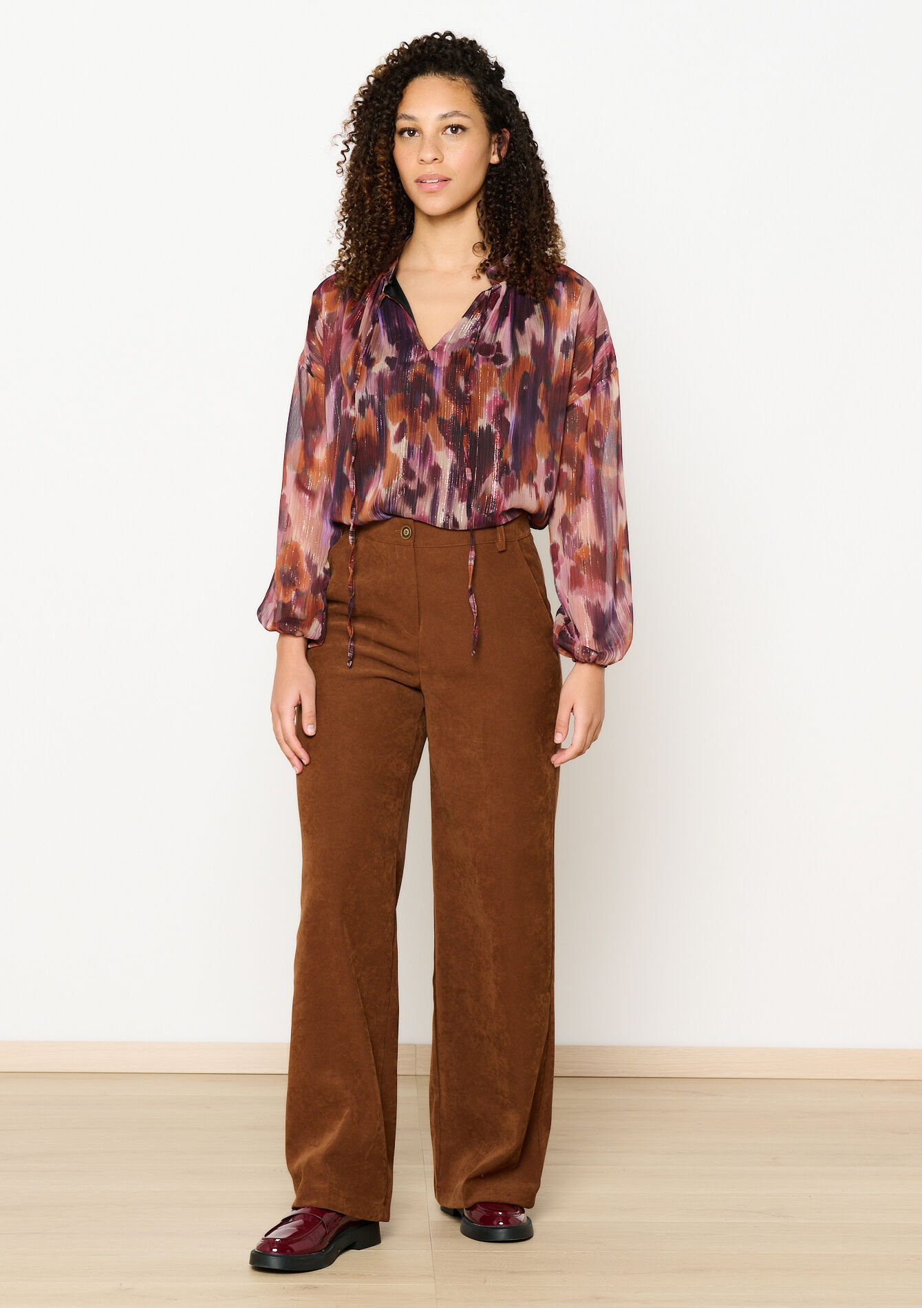 Wijde broek met zakken, Wijde broek met zakken - BROWN DARK CHOCOLATE - 06100687_3720