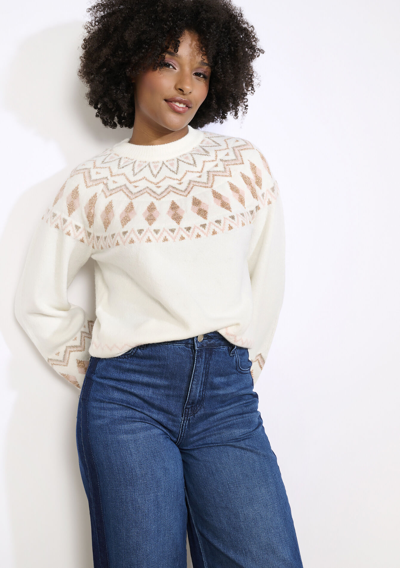 Grafische trui met jacquard - VANILLA WHITE - 04006957_1013