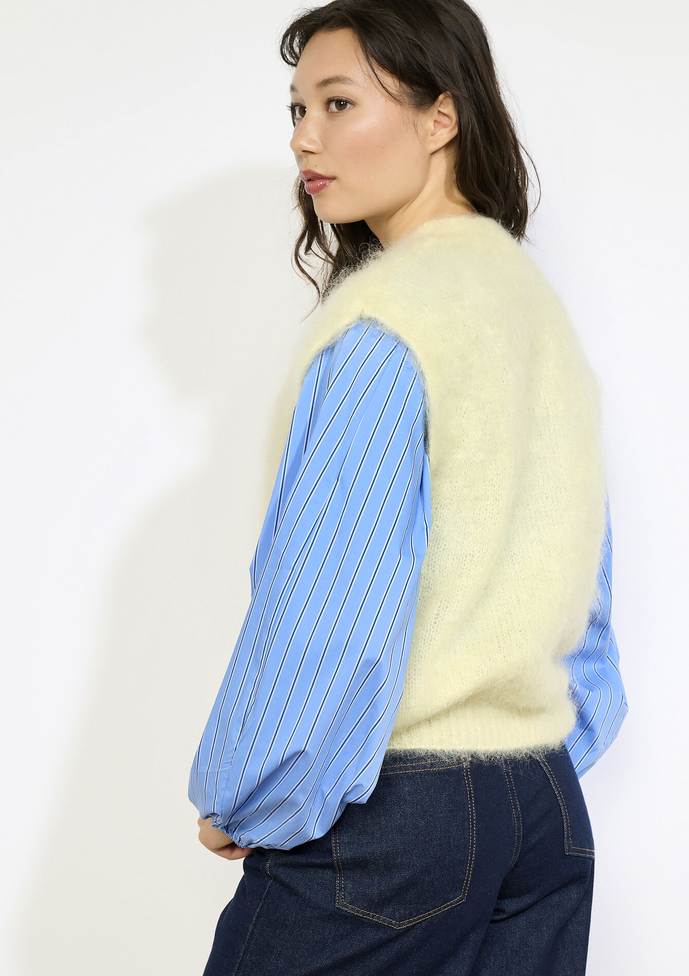 Pull sans manches duveteux - YELLOW PASTEL - 04007059_5004
