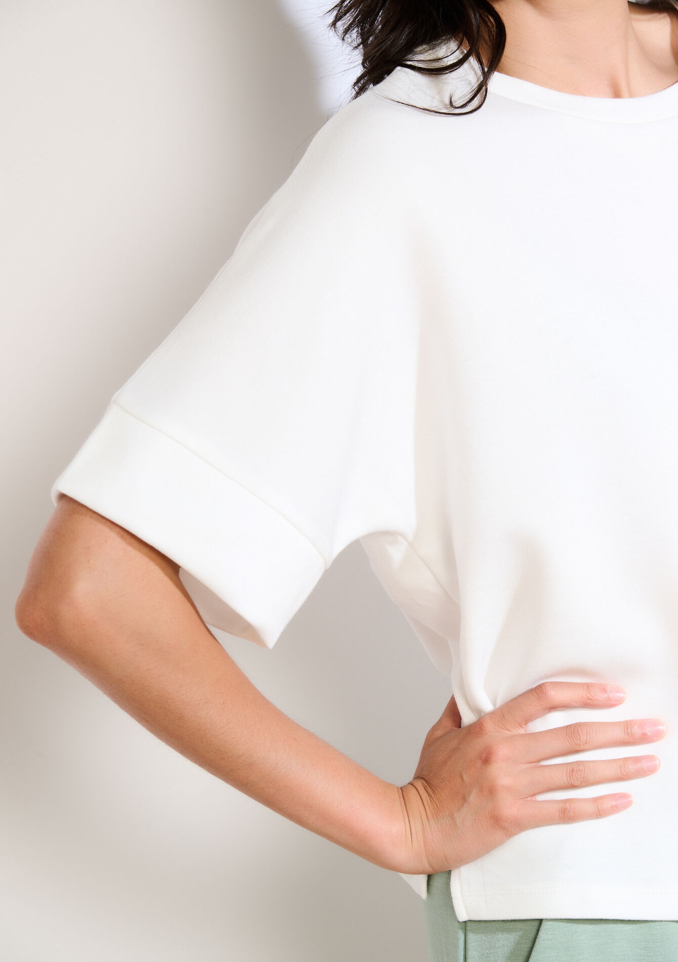 Losvallend jersey T-shirt, Losvallend jersey T-shirt - OFFWHITE - 15100383_1001