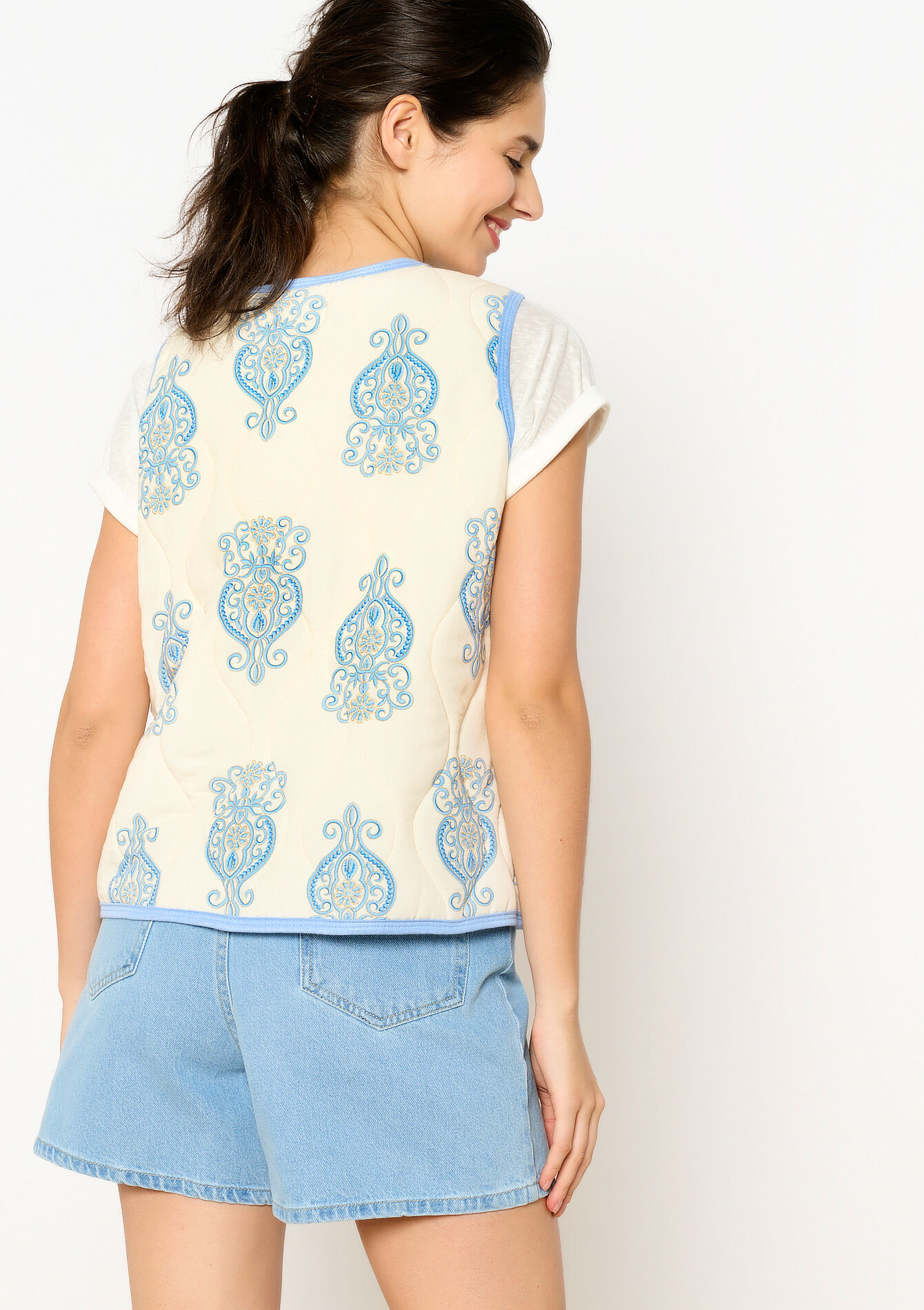 Gilet met print - BLUE PASTEL - 09001425_3003