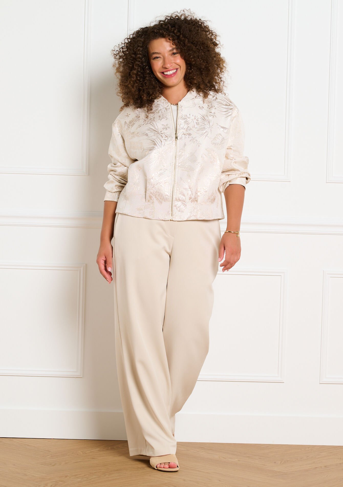 Jacquard zip jacket - VANILLA WHITE - 09101190_1013