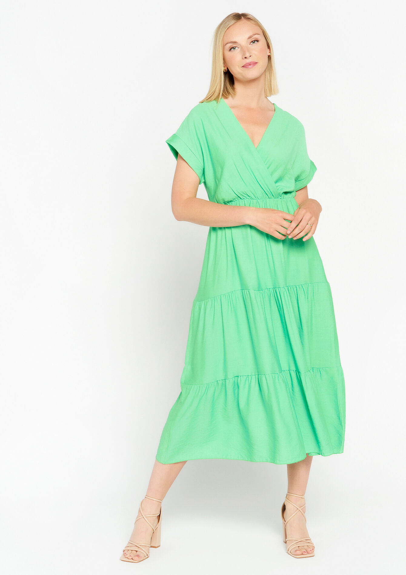 Maxi-jurk met ruches, Maxi-jurk met ruches - LIGHT GREEN PASTEL - 08602082_1822