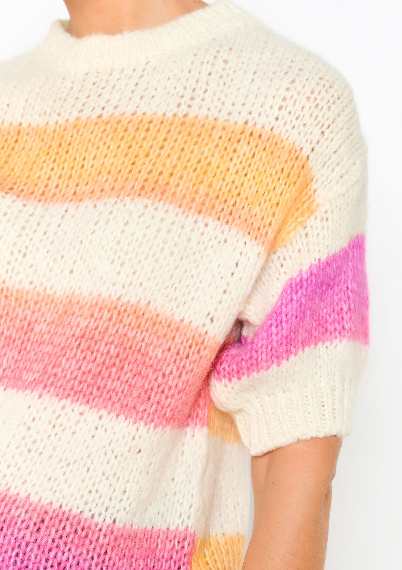 Short-sleeved knitted pullover, Short-sleeved knitted pullover - OFFWHITE - 04006661_1001