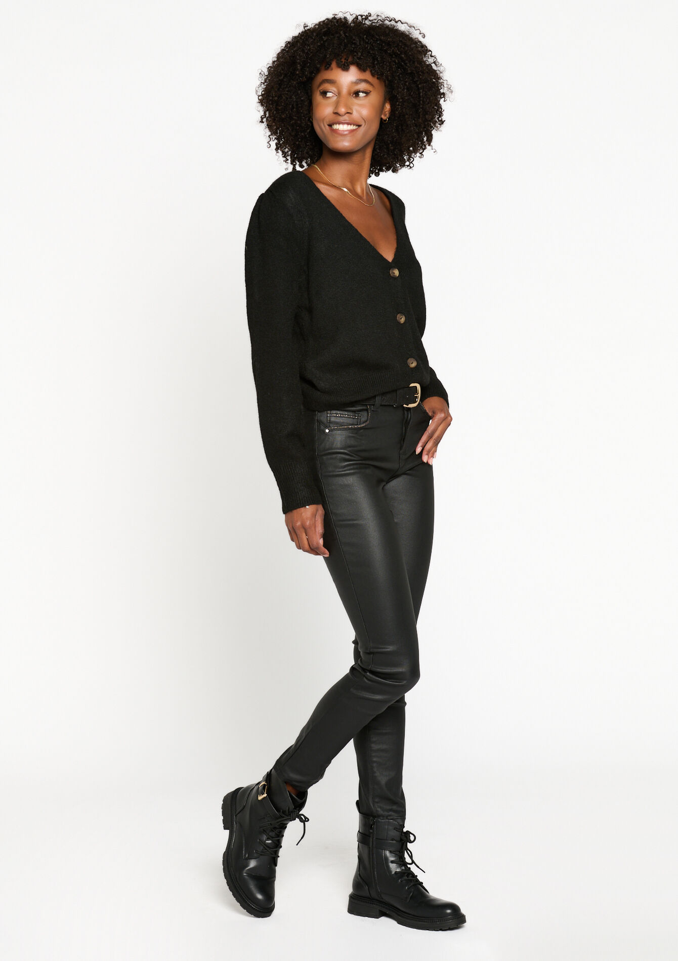 Cardigan with V-neck - BLACK - 04101050_1119