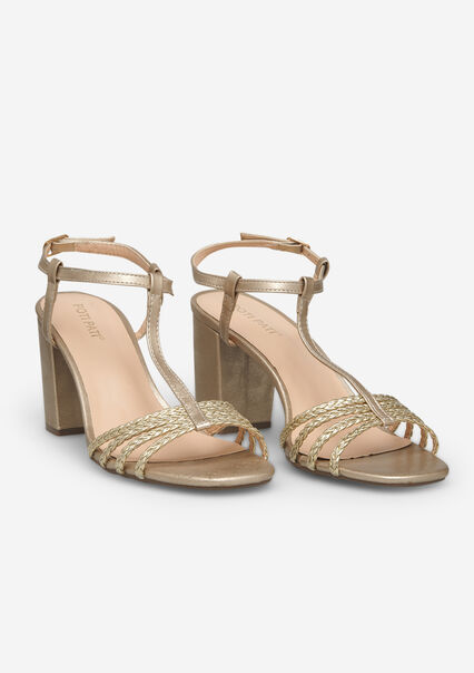 Sandals with braided straps - GOLD - 13000742_1058