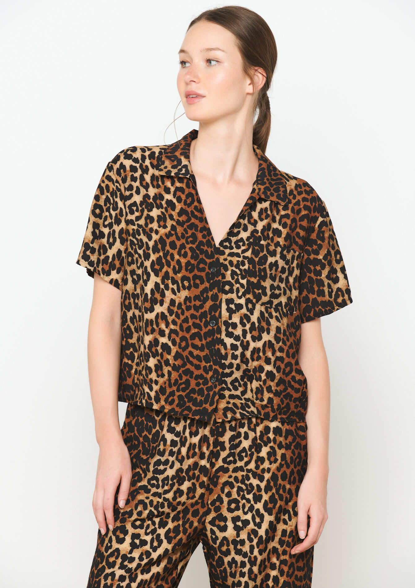 Leopard print shirt, Leopard print shirt - LIGHT CAMEL - 05702603_3814
