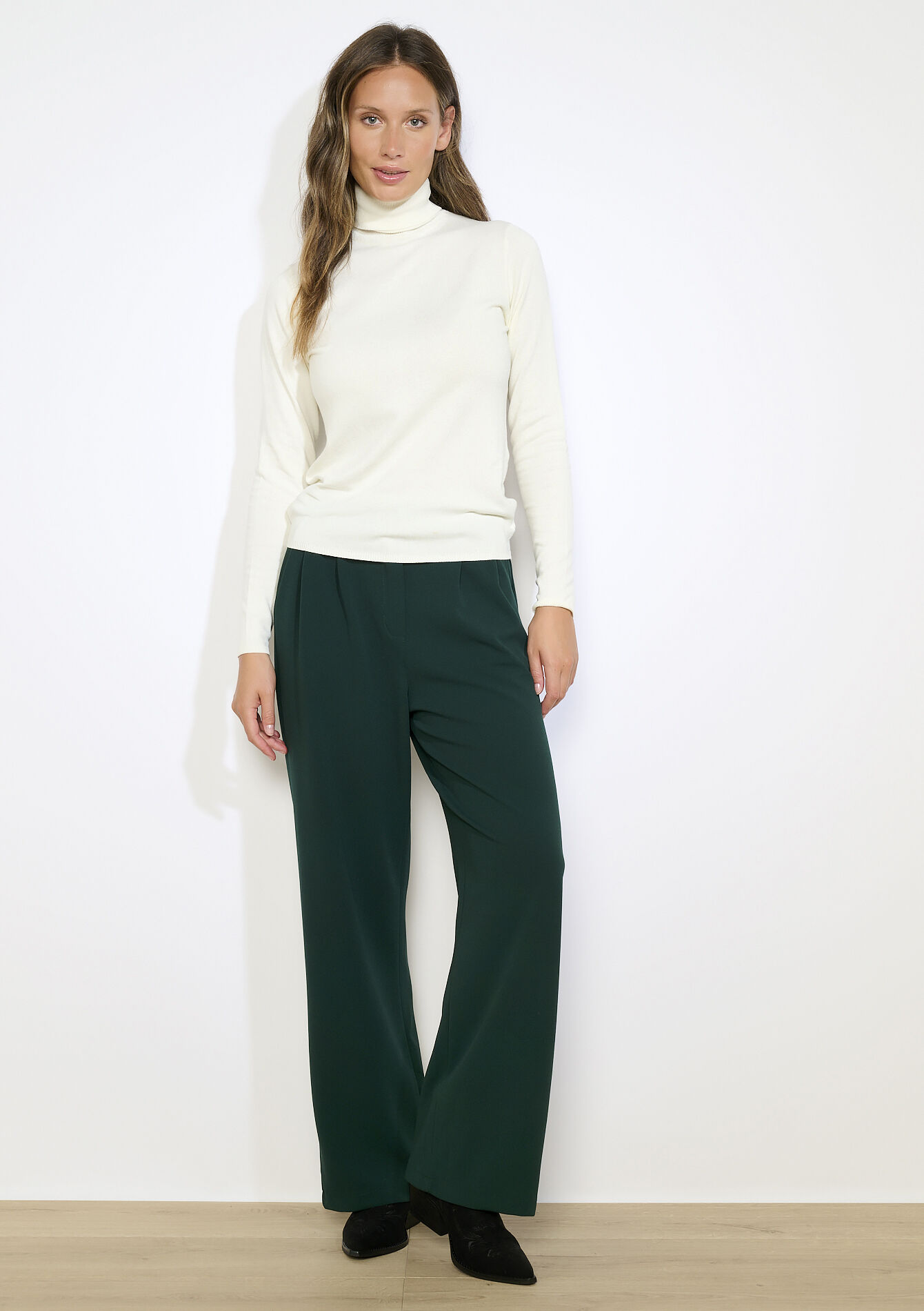 Lightweight roll-neck top, Lightweight roll-neck top - ECRU PEACH - 04101276_2564