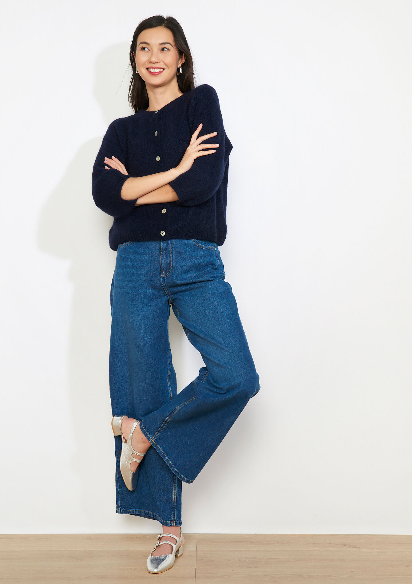 Minimalistisch vest met knopen - NAVY BASIC - 04101446_2723