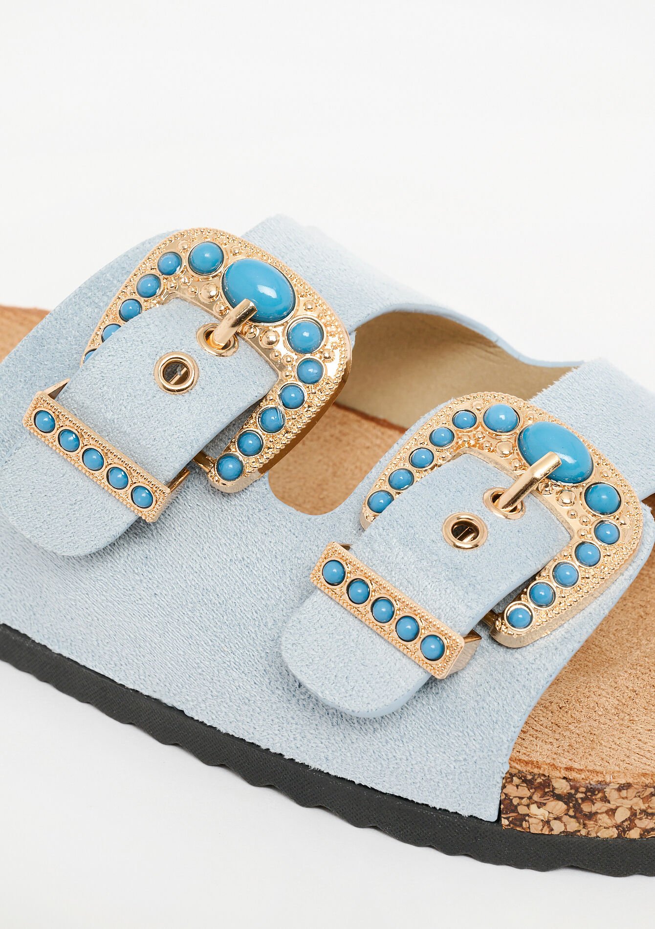 Studded buckle sandals - BLUE PASTEL - 13000856_3003