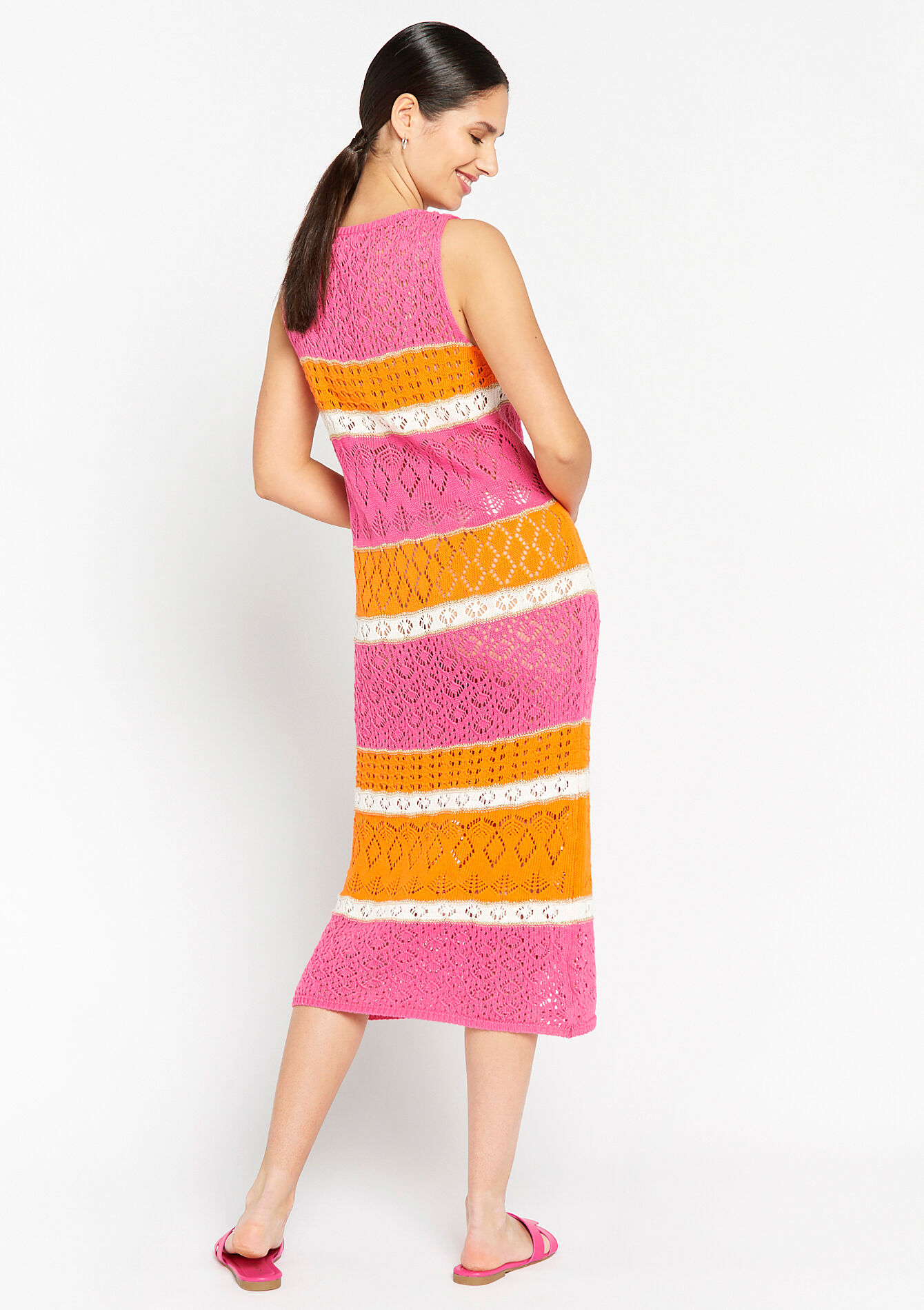 Gestreepte jurk, Gestreepte jurk - FUCHSIA - 08103283_5626