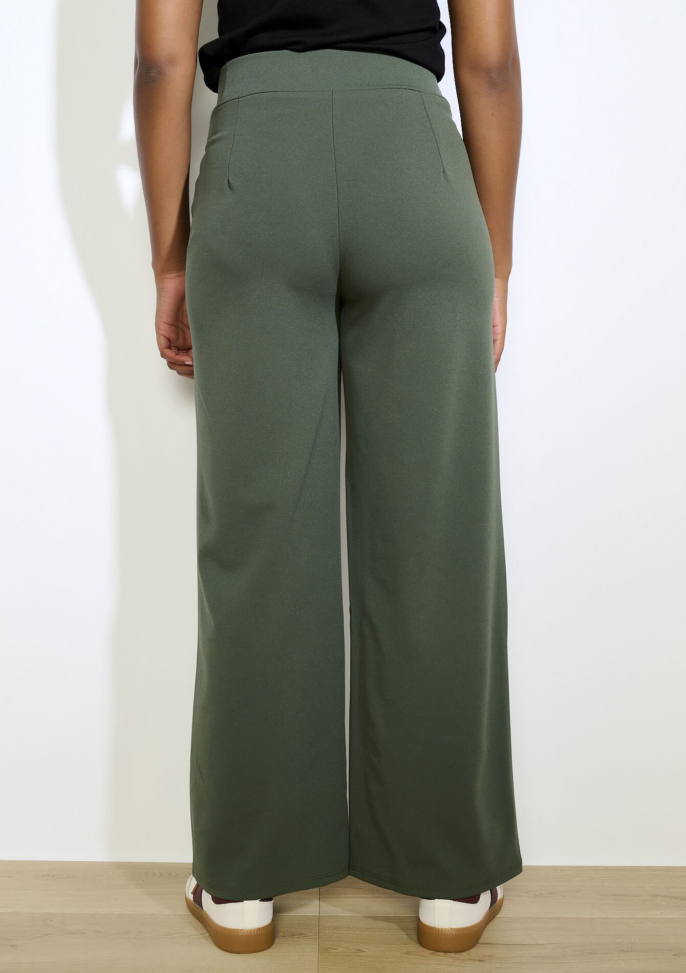 Soepele broek met hoge taille, Soepele broek met hoge taille - KHAKI MED - 06601029_4327