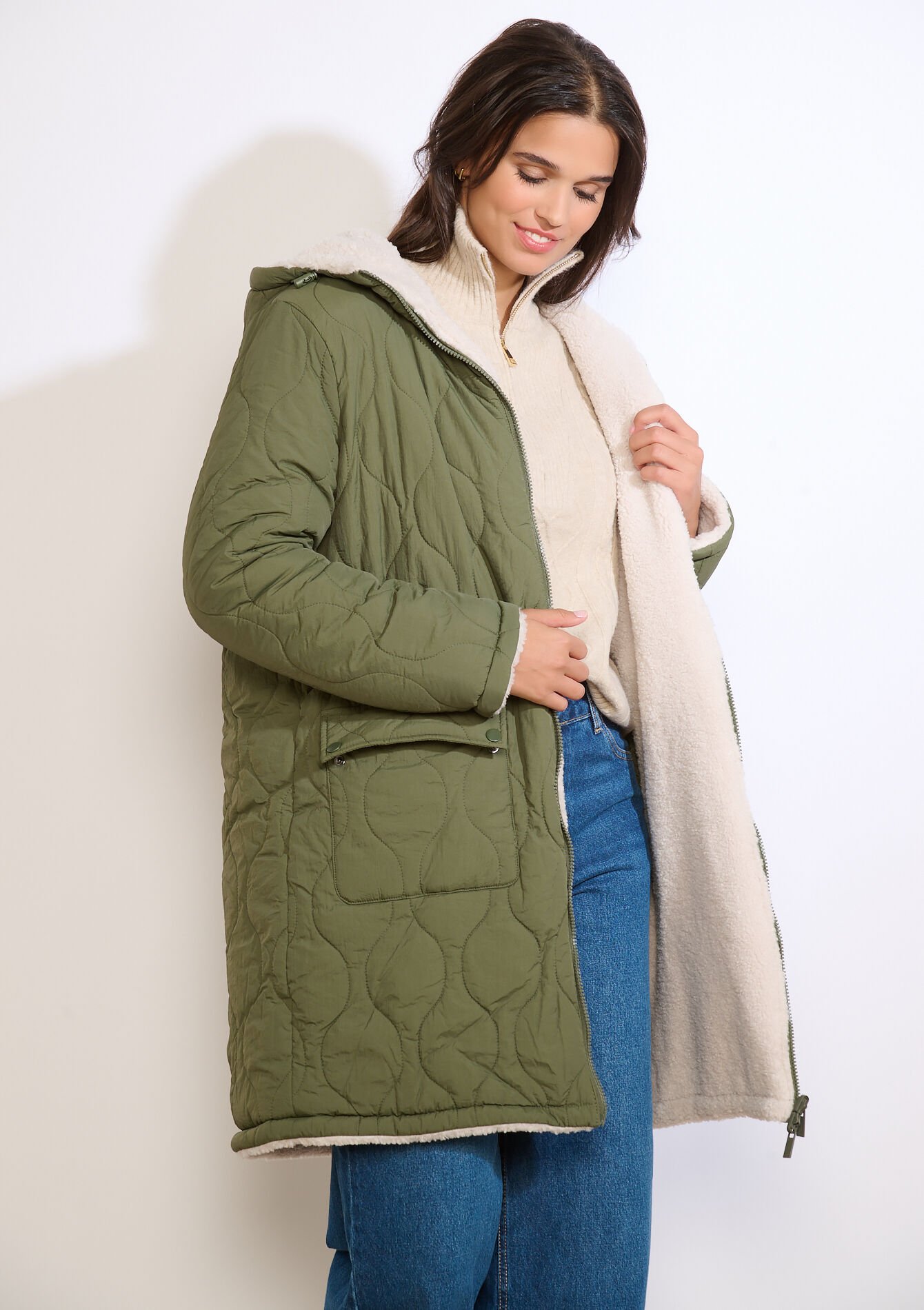 Doudoune réversible longue, , back