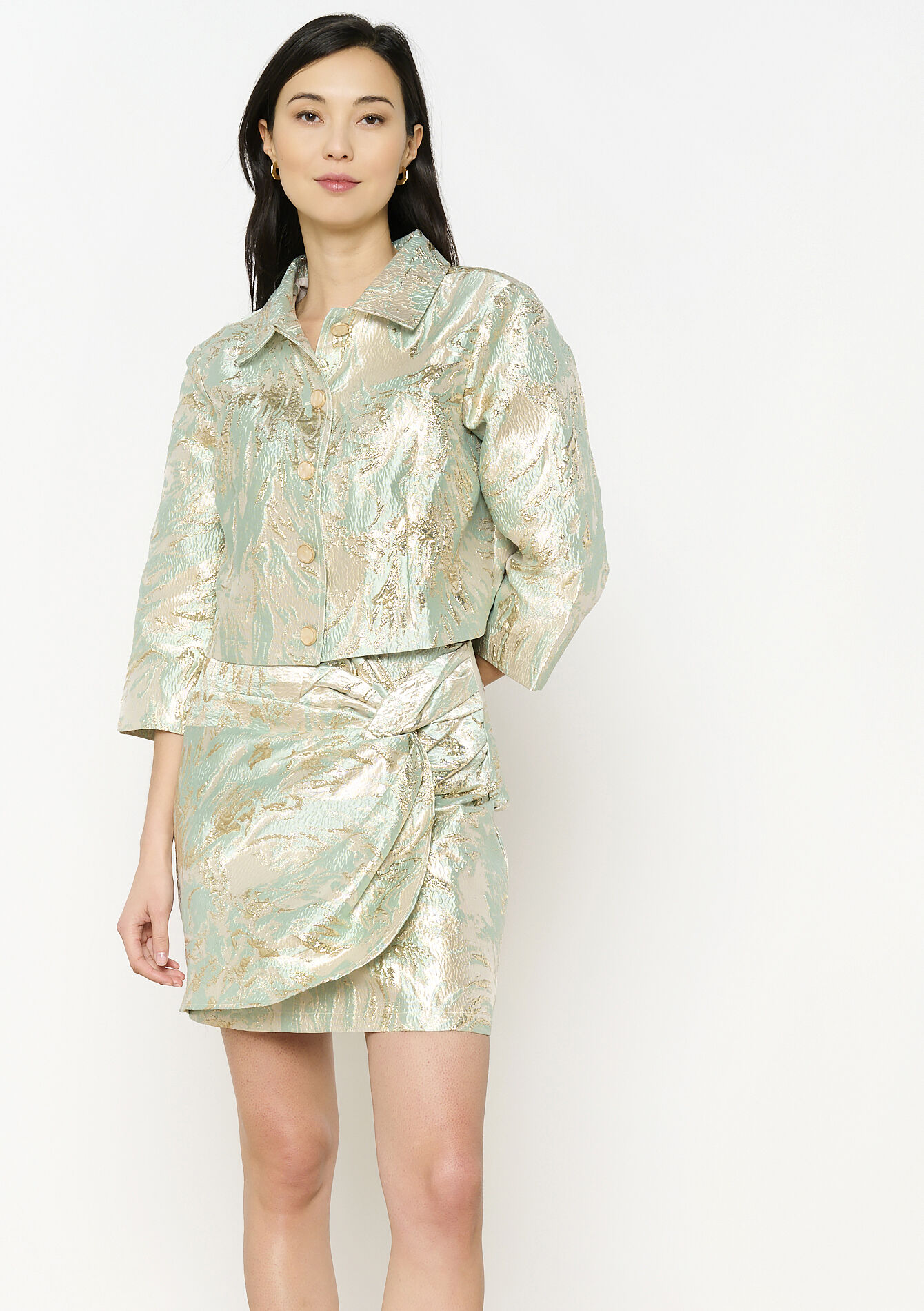 Jupe courte texturée, Jupe courte texturée - MINT GREEN - 07101346