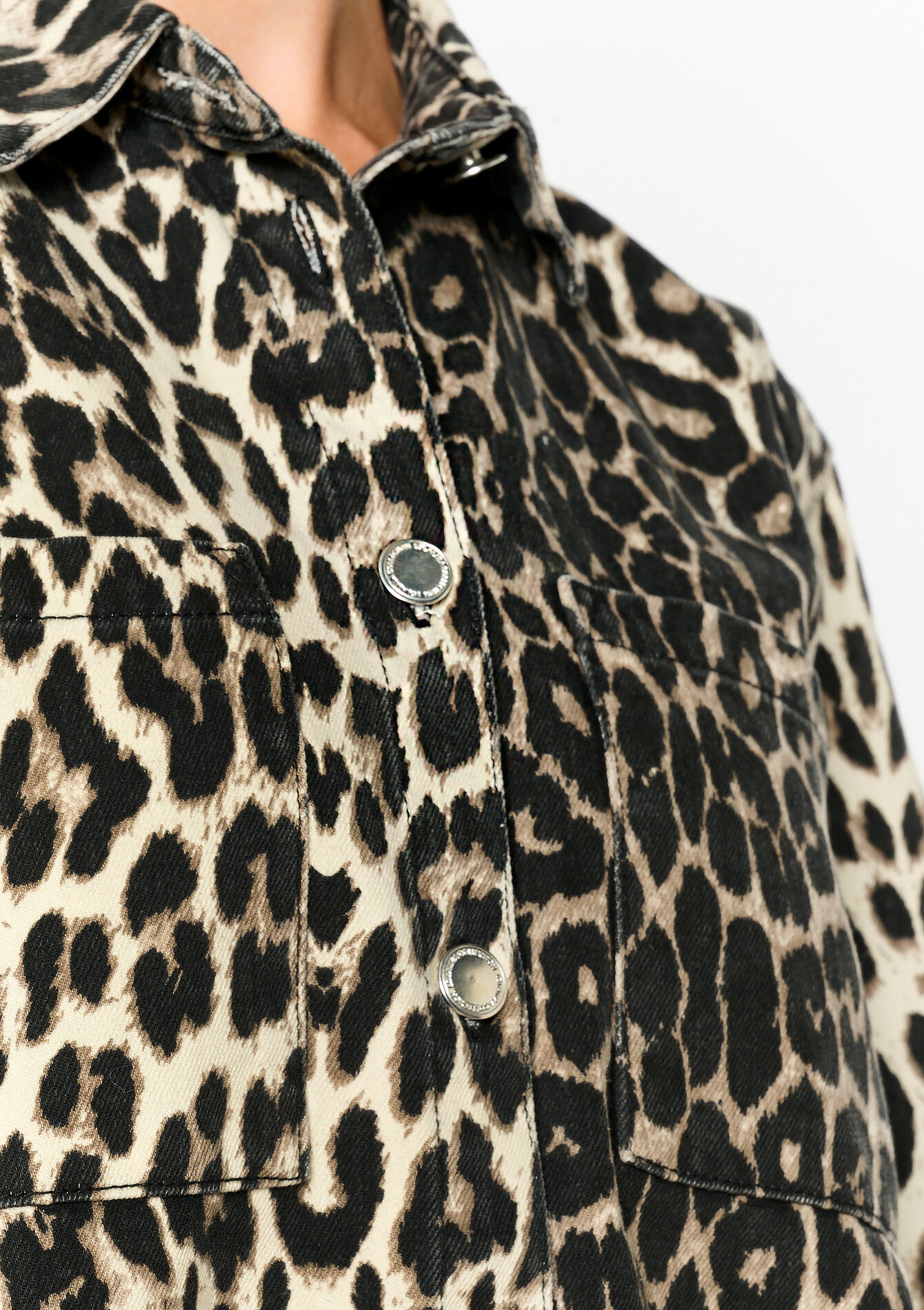 Denim hemd met luipaardprint - BLACK - 05702594_1119